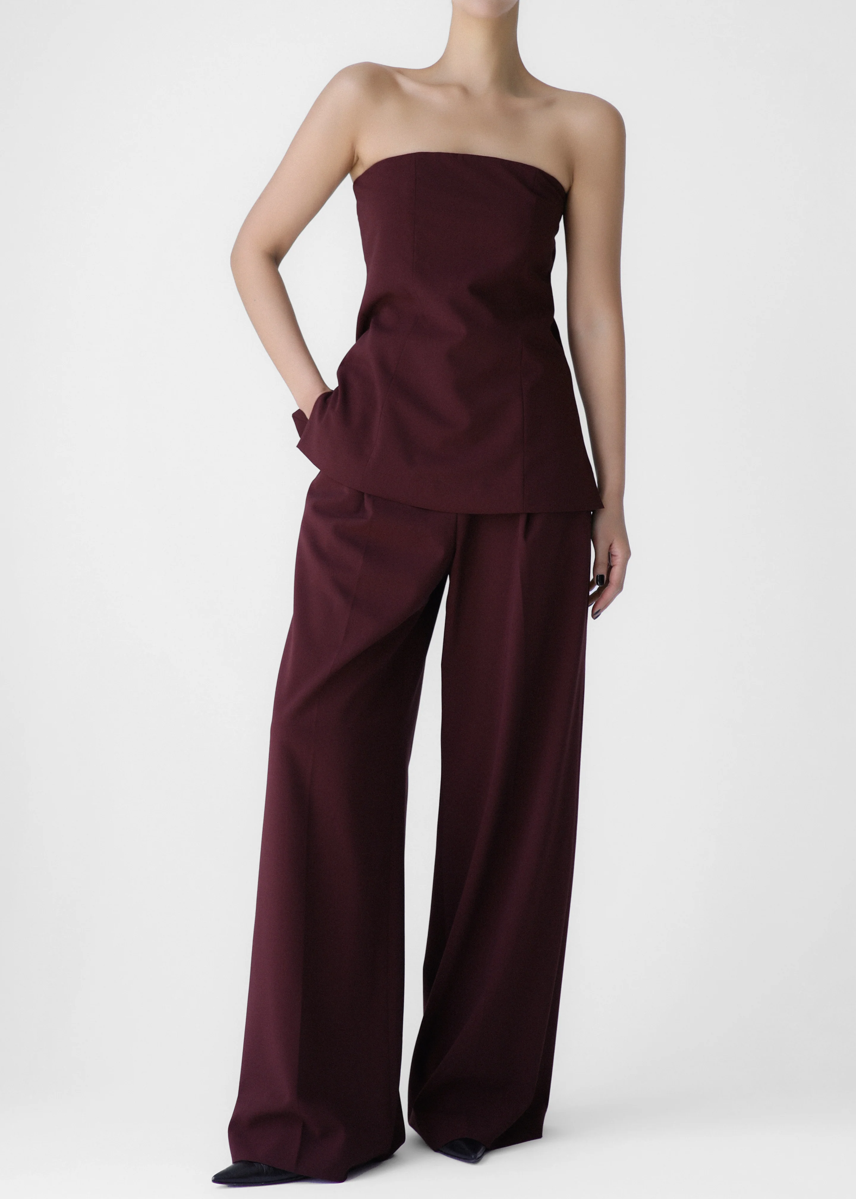 Abbie Strapless Top - Burgundy - Image 8