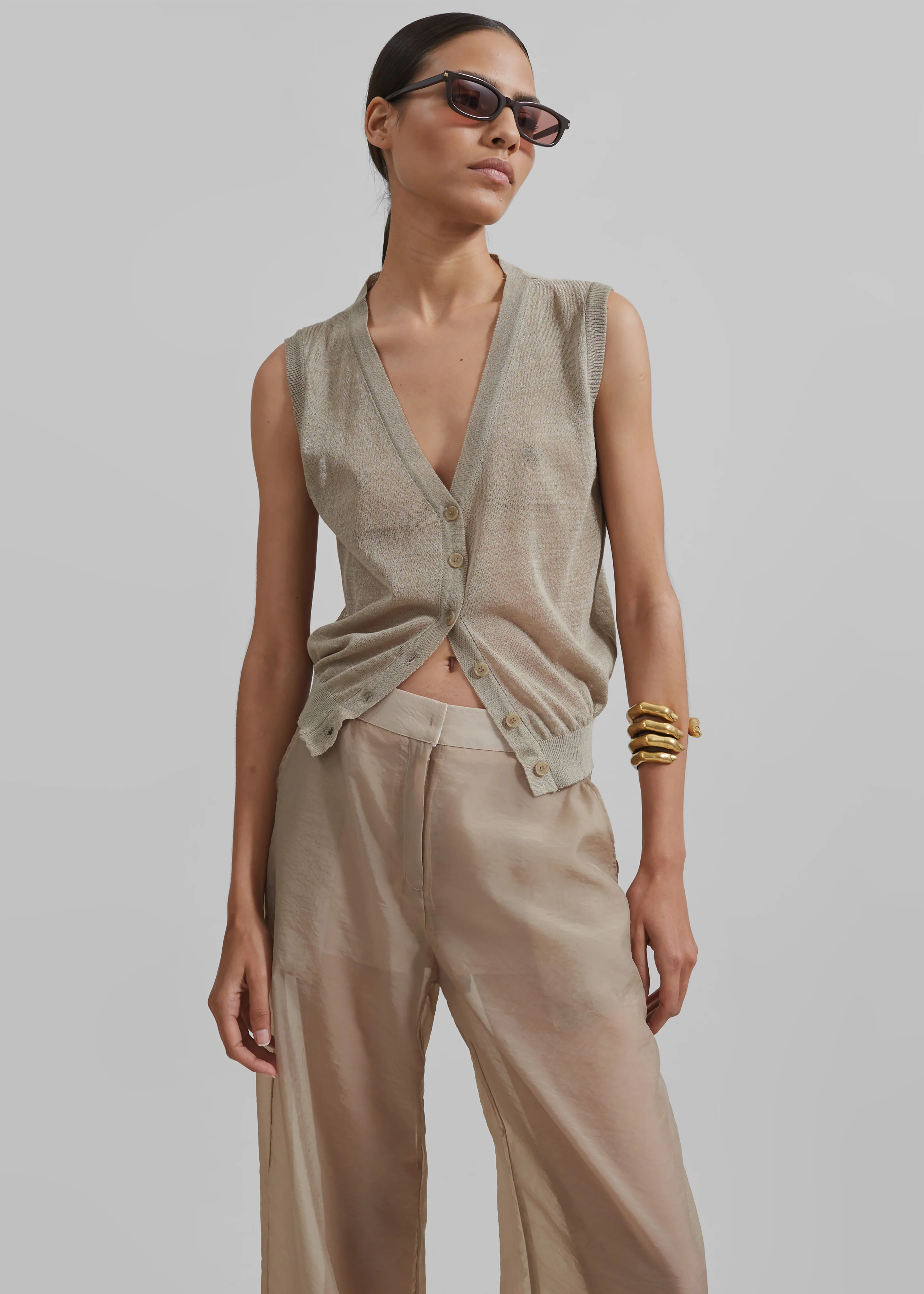 Abra Sheer Trousers - Beige - Image 10