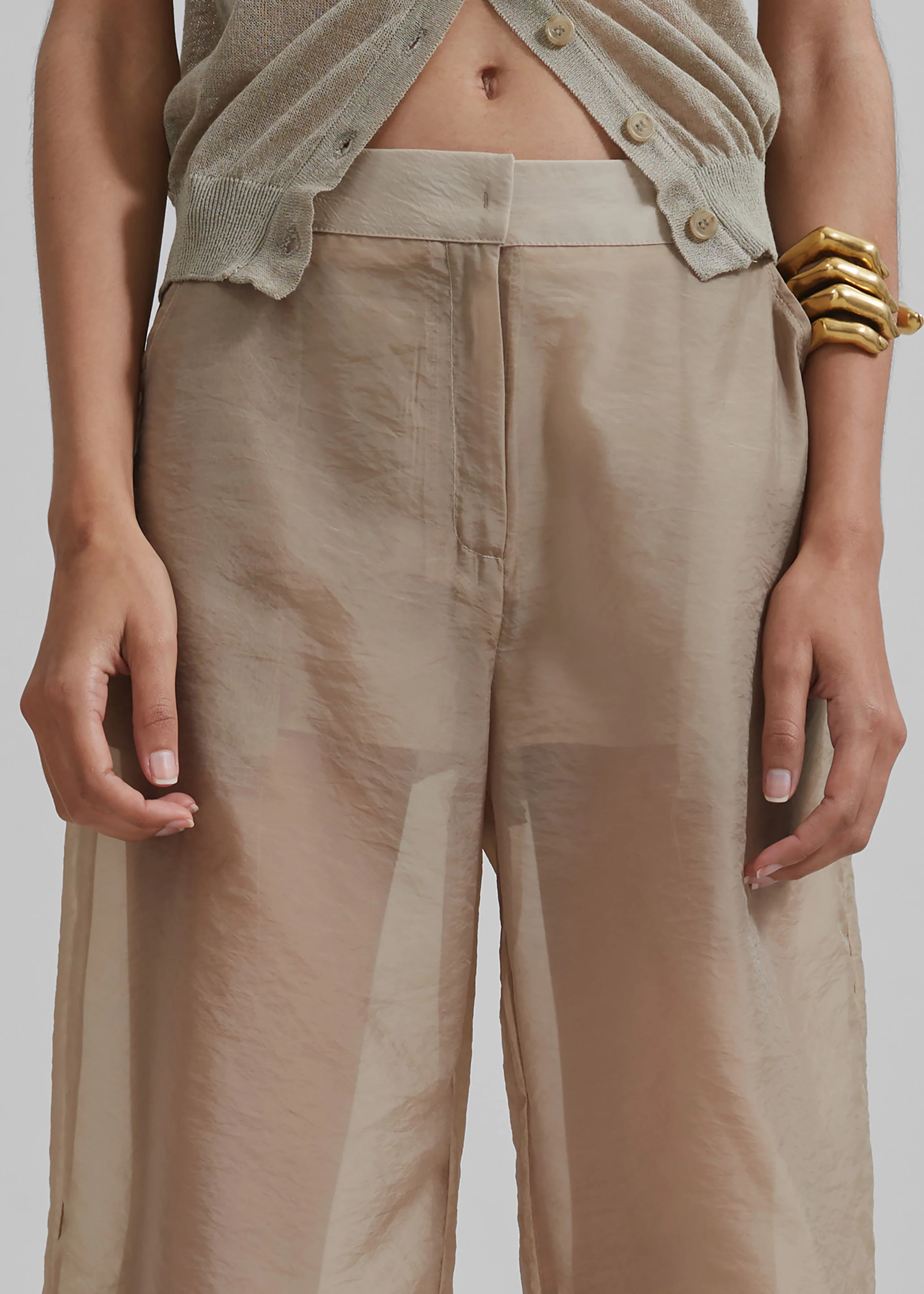 Abra Sheer Trousers - Beige - Image 9
