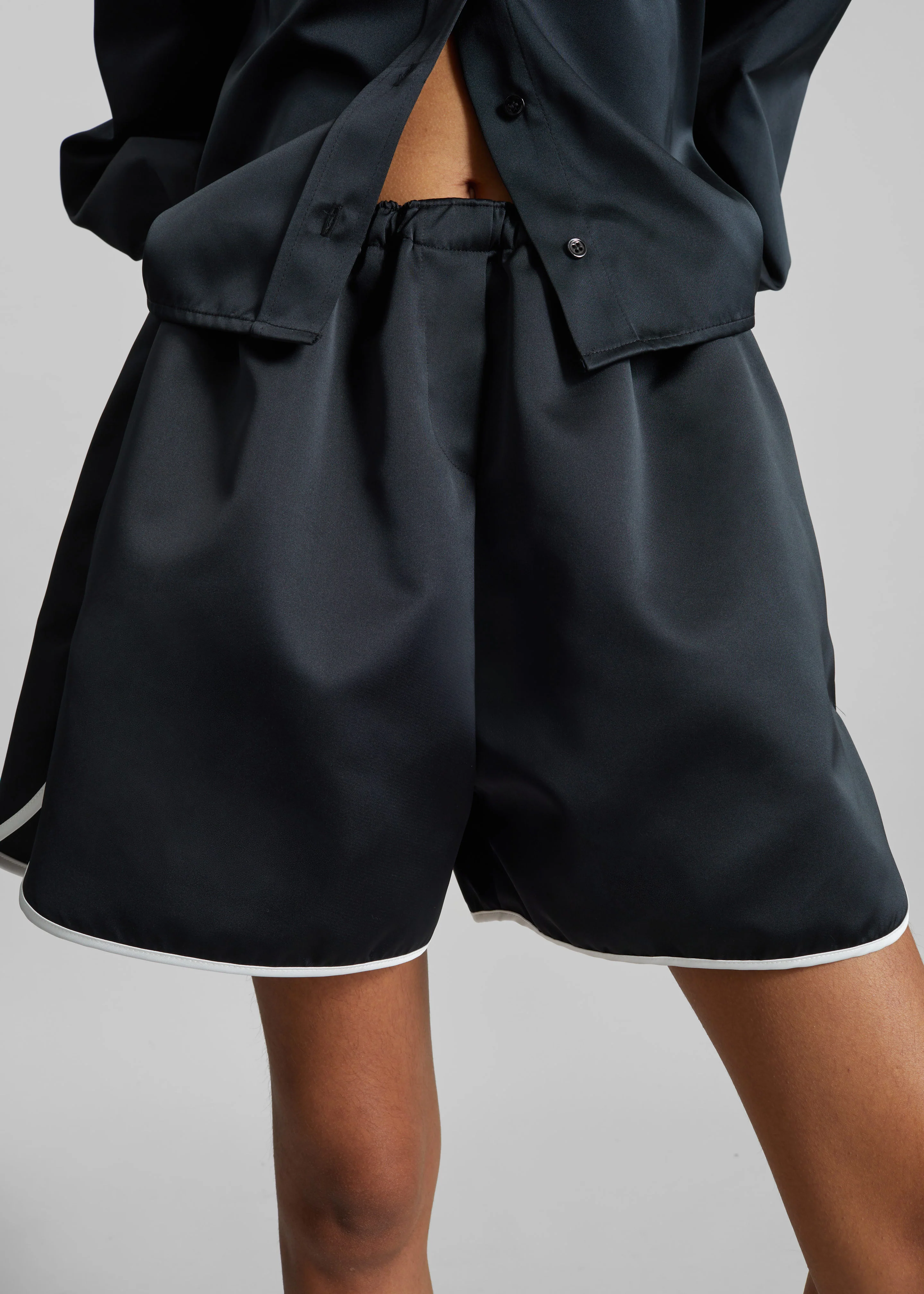 Adia Satin Boxer Shorts - Black - Image 5