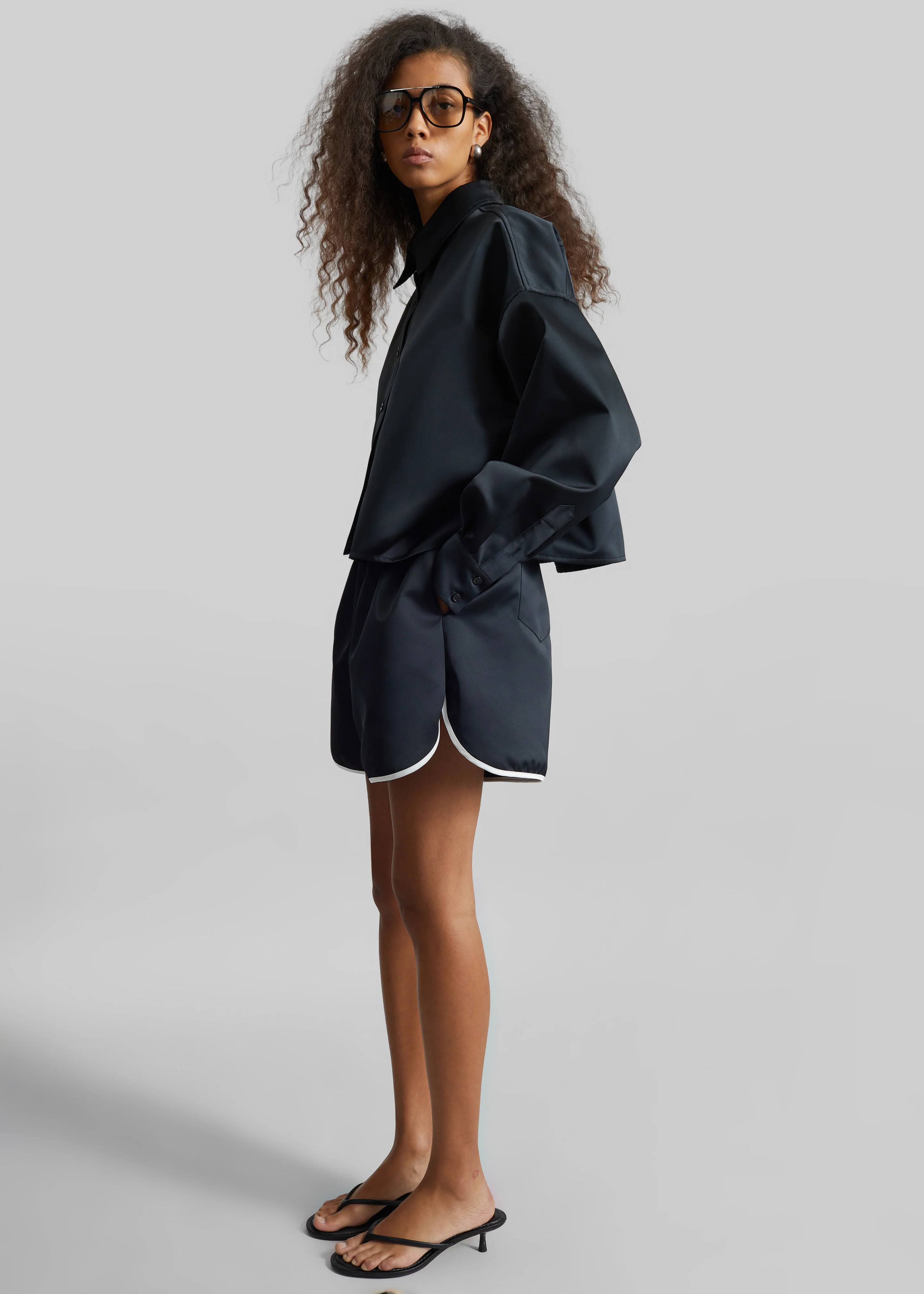 Adia Satin Boxer Shorts - Black - Image 6
