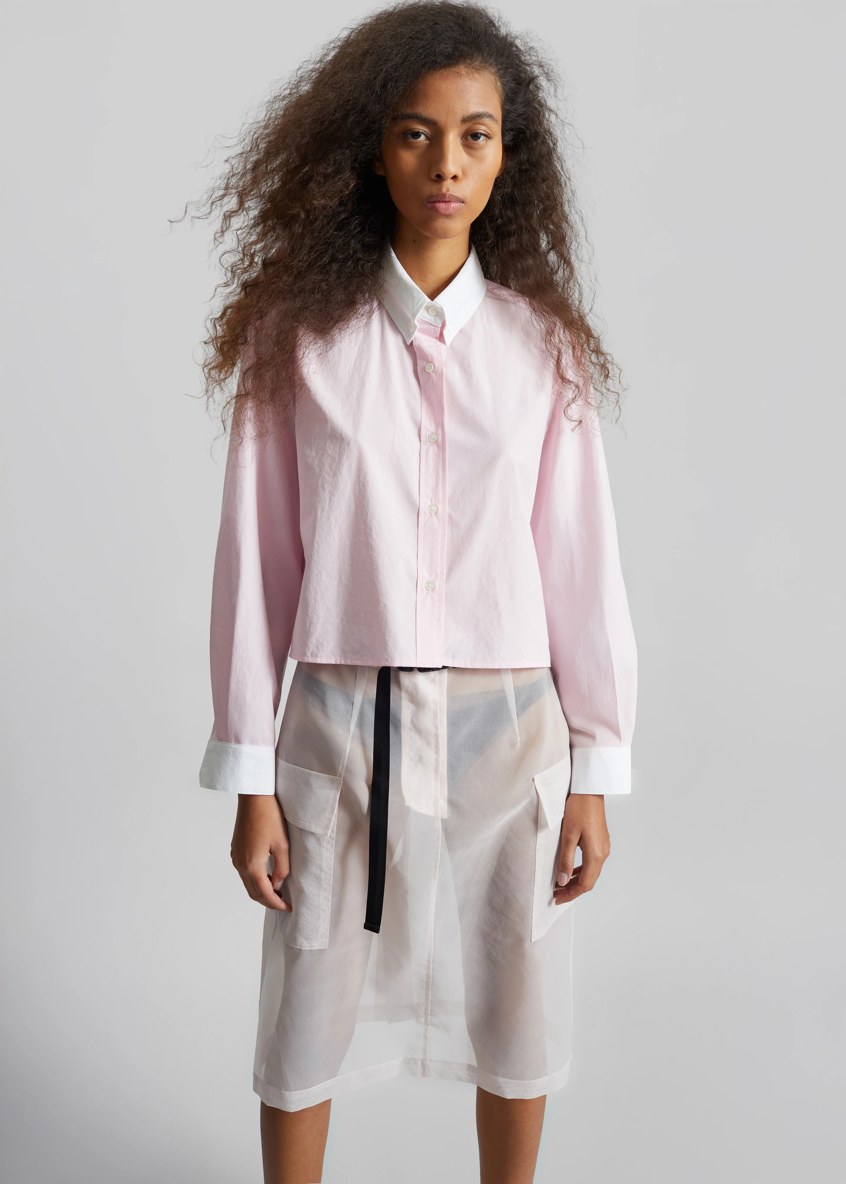 Aix Cropped Boxy Shirt - Pink - Image 3