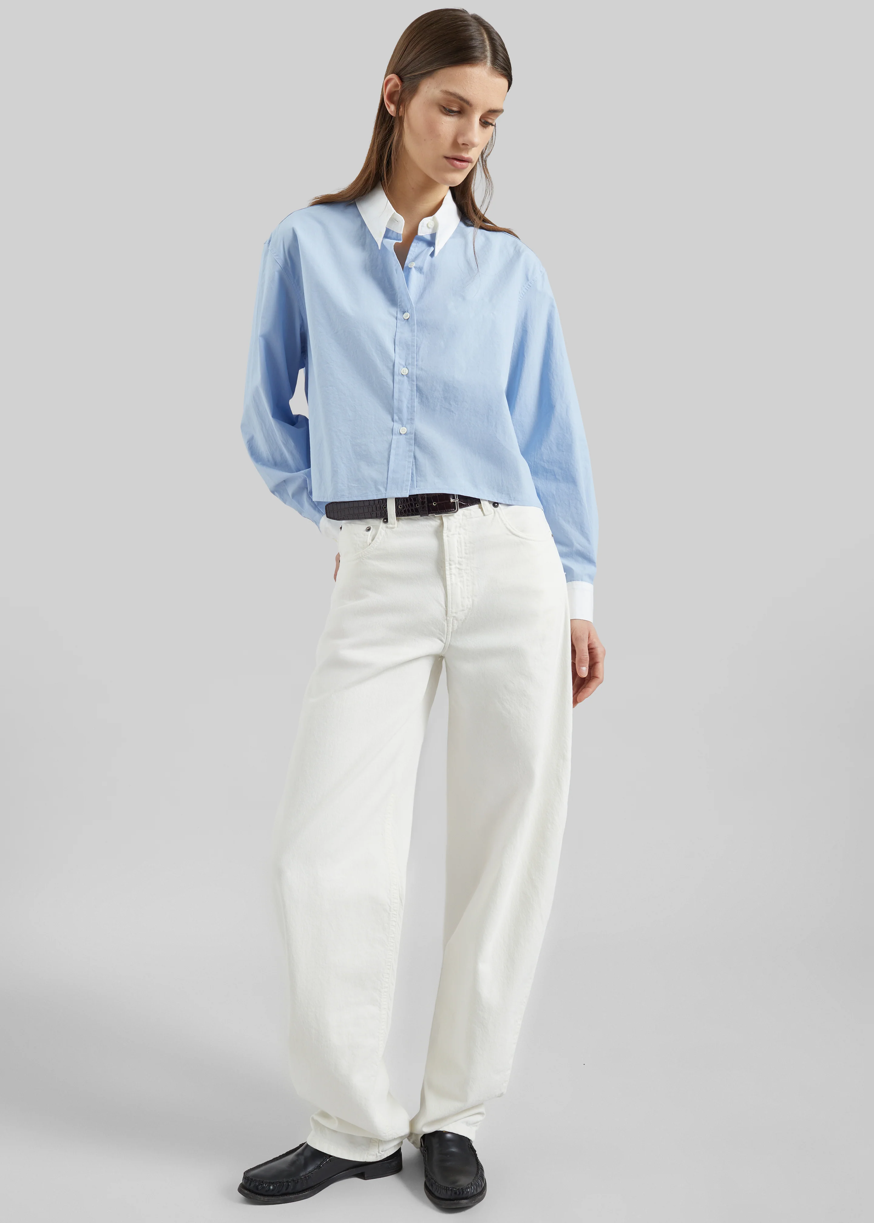 Aix Cropped Boxy Shirt - Sky Blue - Image 6