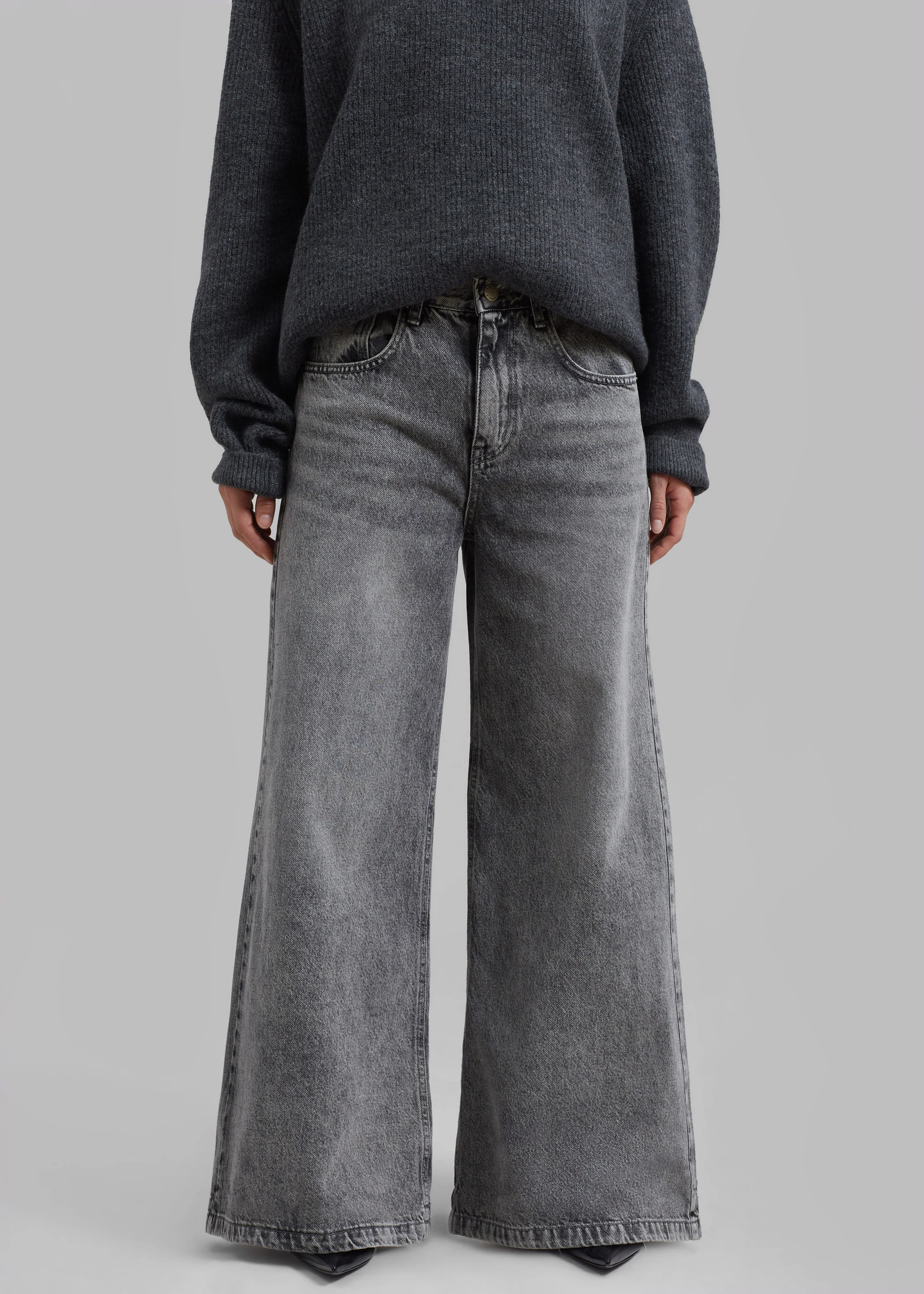 Alani Wide Leg Jeans - Black Wash - Image 5