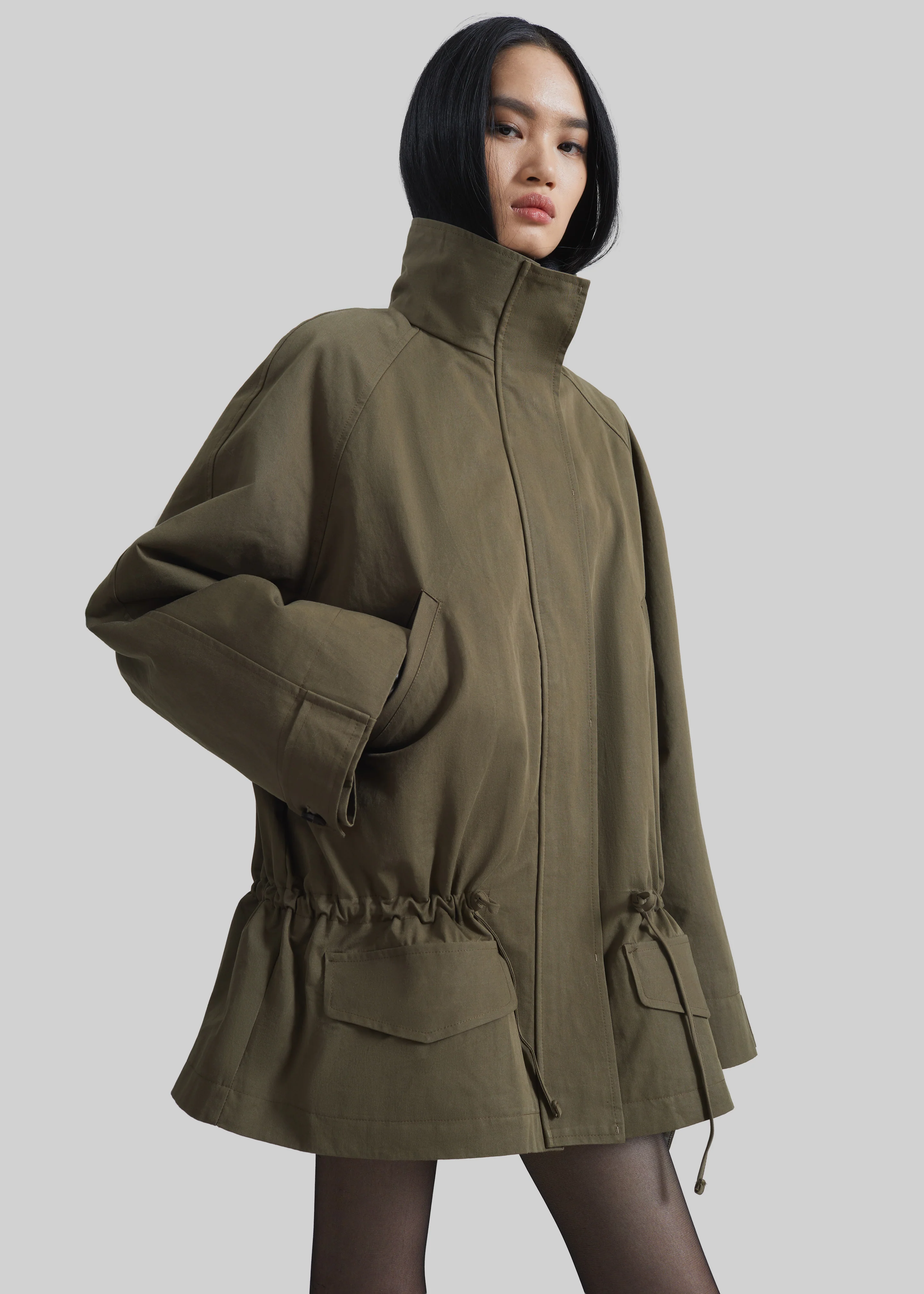 Alesie Drawstring Jacket - Olive Brown - Image 3