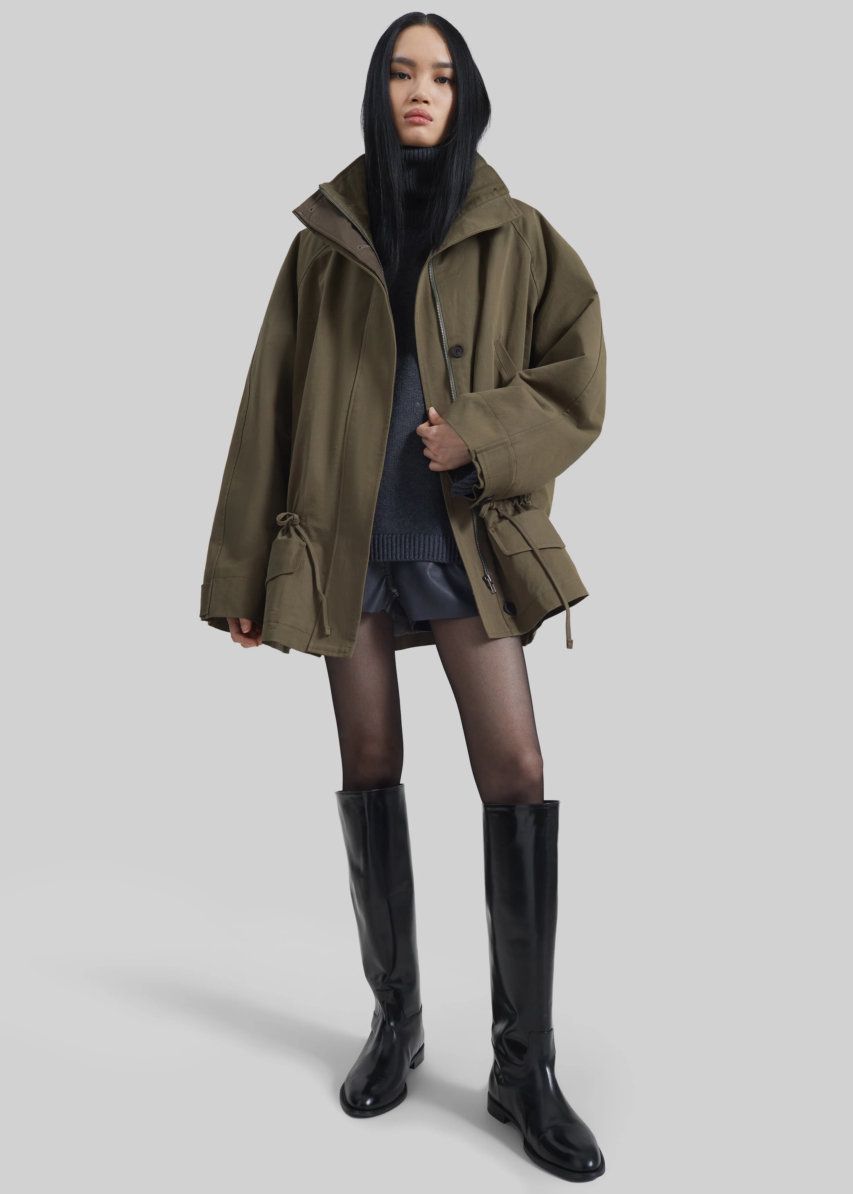 Alesie Drawstring Jacket - Olive Brown - Image 6