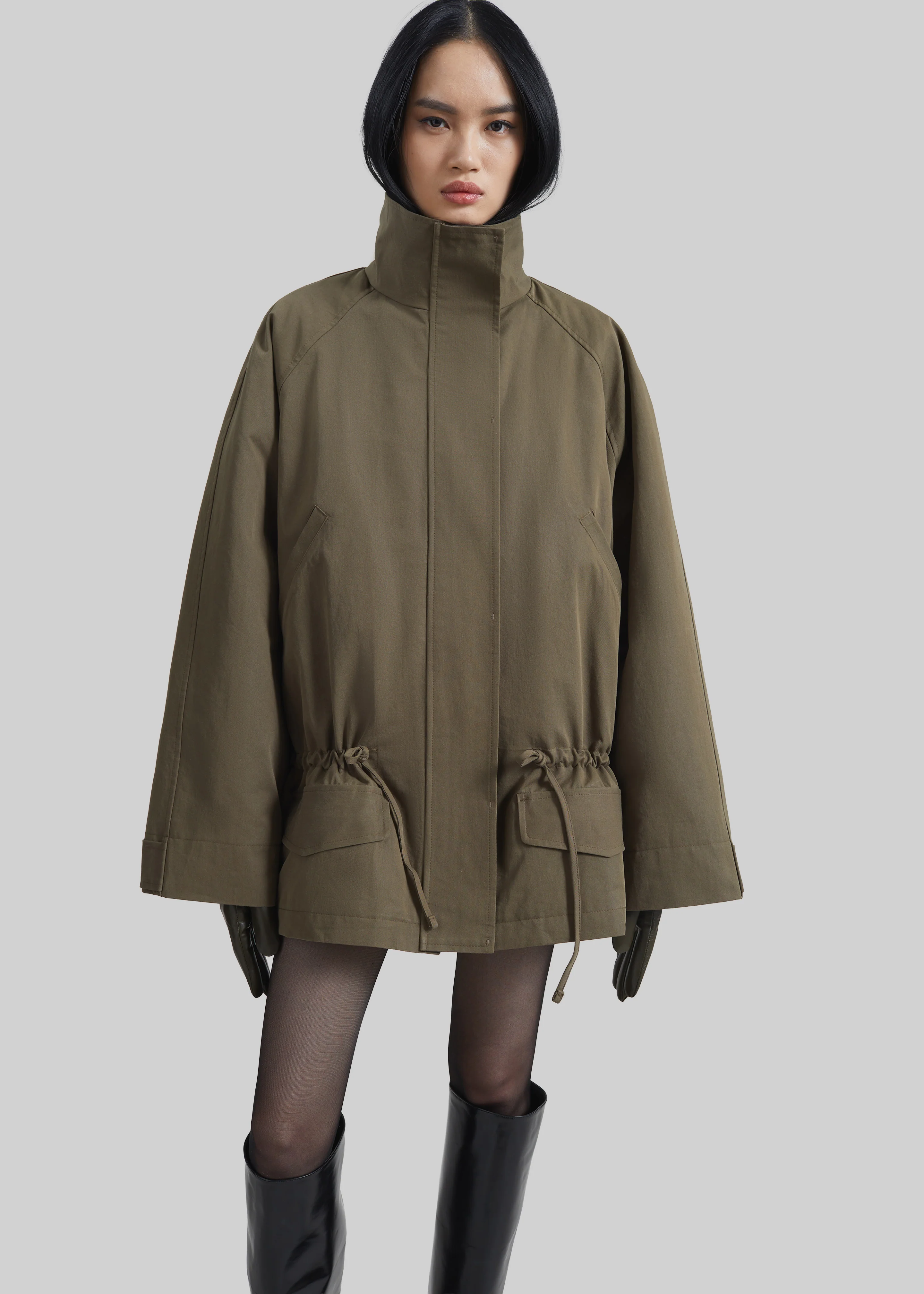 Alesie Drawstring Jacket - Olive Brown - Image 7