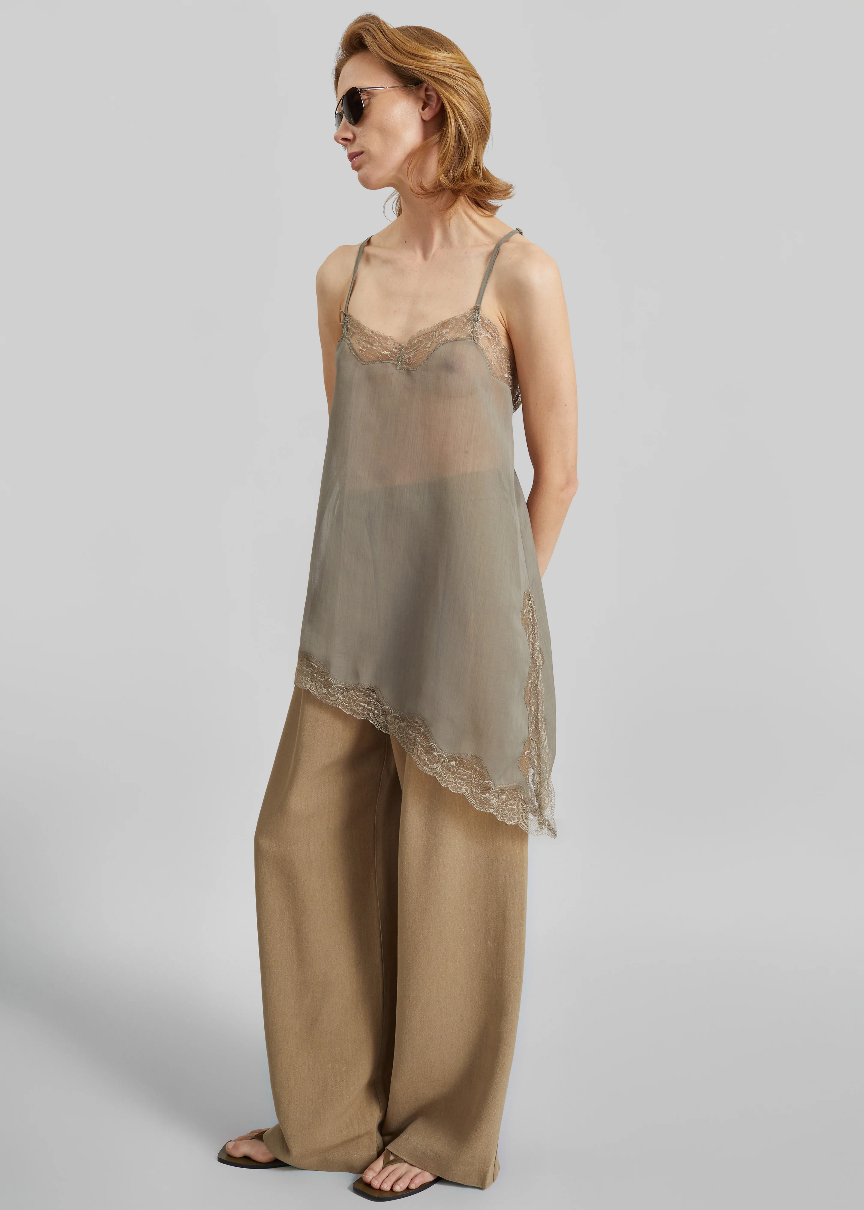 Alessia Sheer Lace Top - Taupe - Image 4
