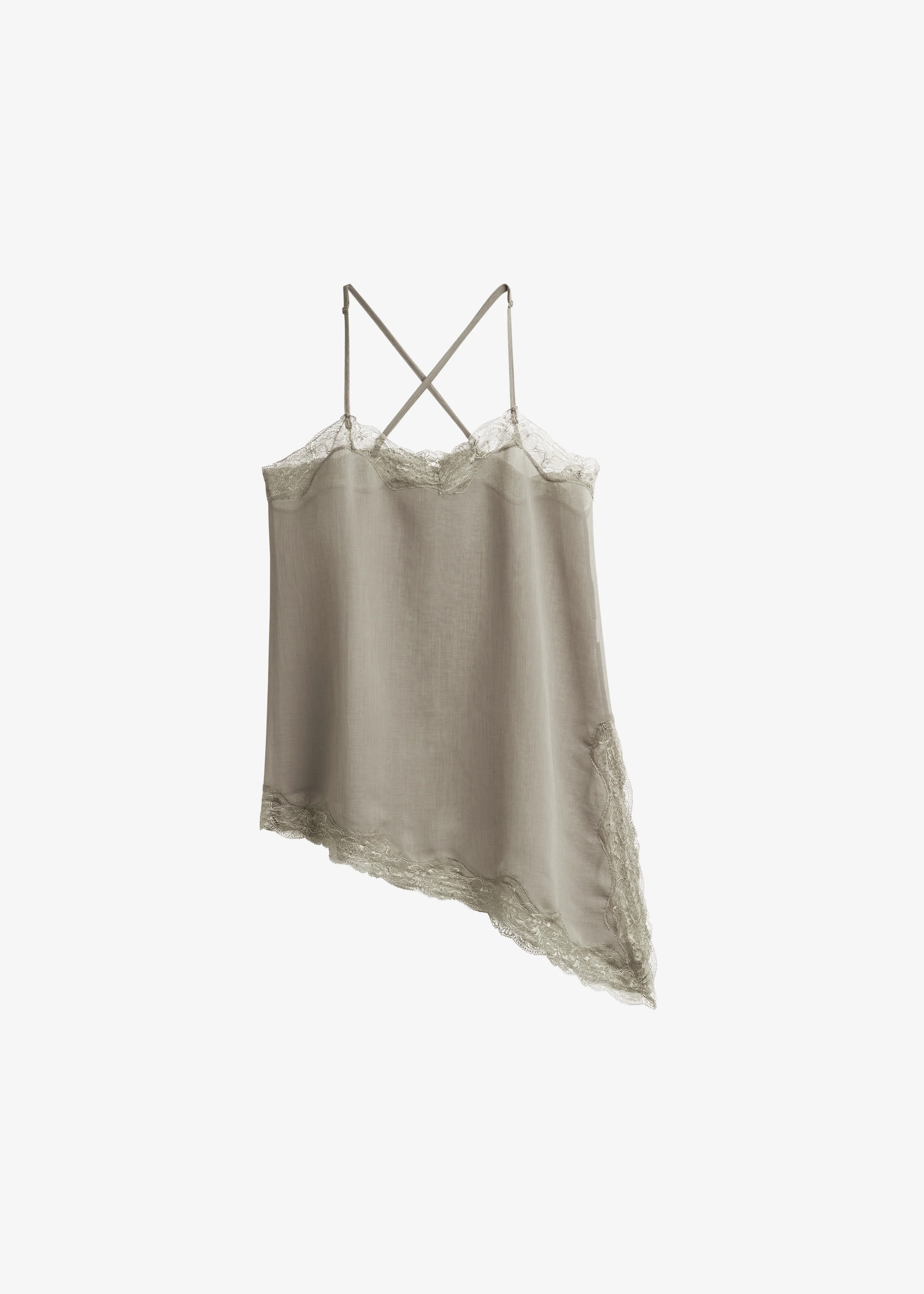 Alessia Sheer Lace Top - Taupe - Image 7