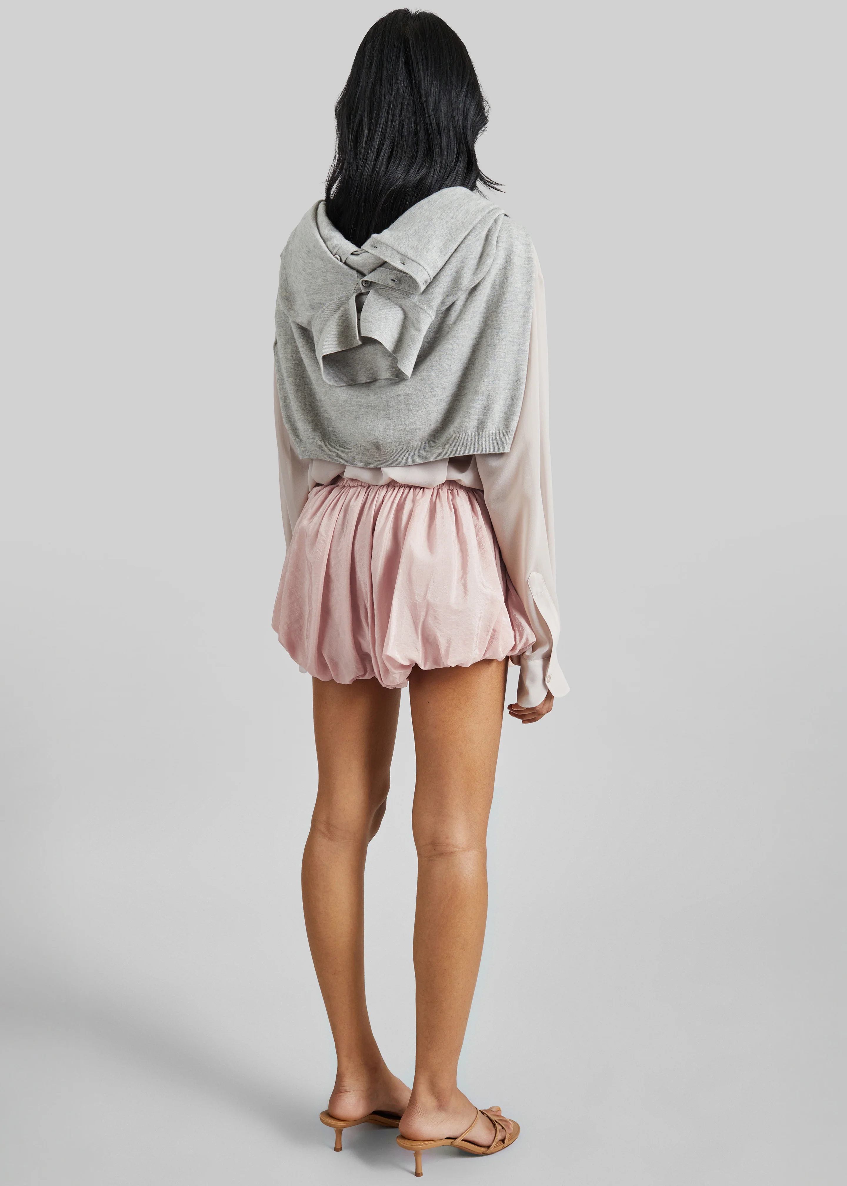 Alina Bubble Hem Shorts - Faded Pink - Image 8
