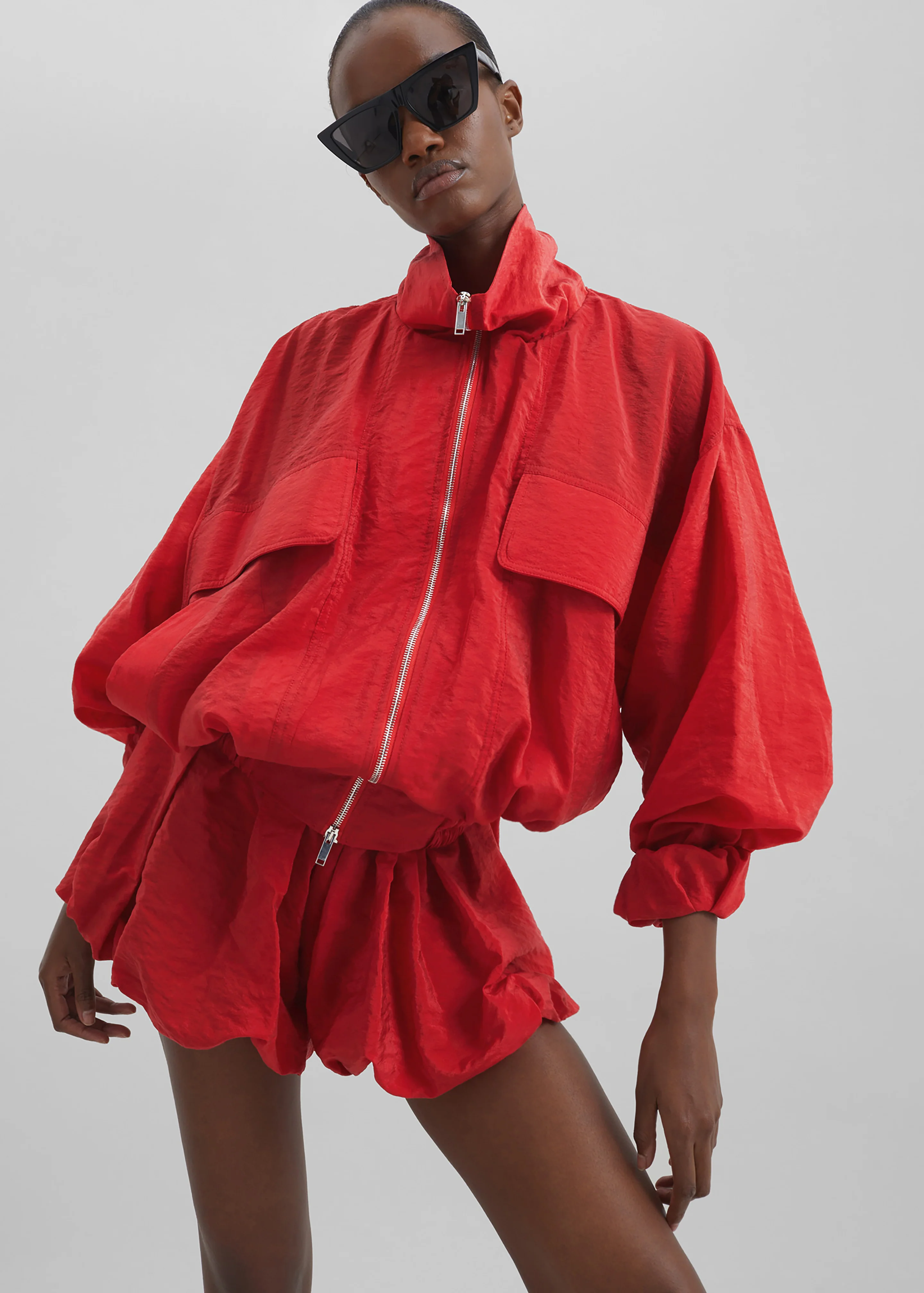 Alina Bubble Hem Shorts - Red - Image 4