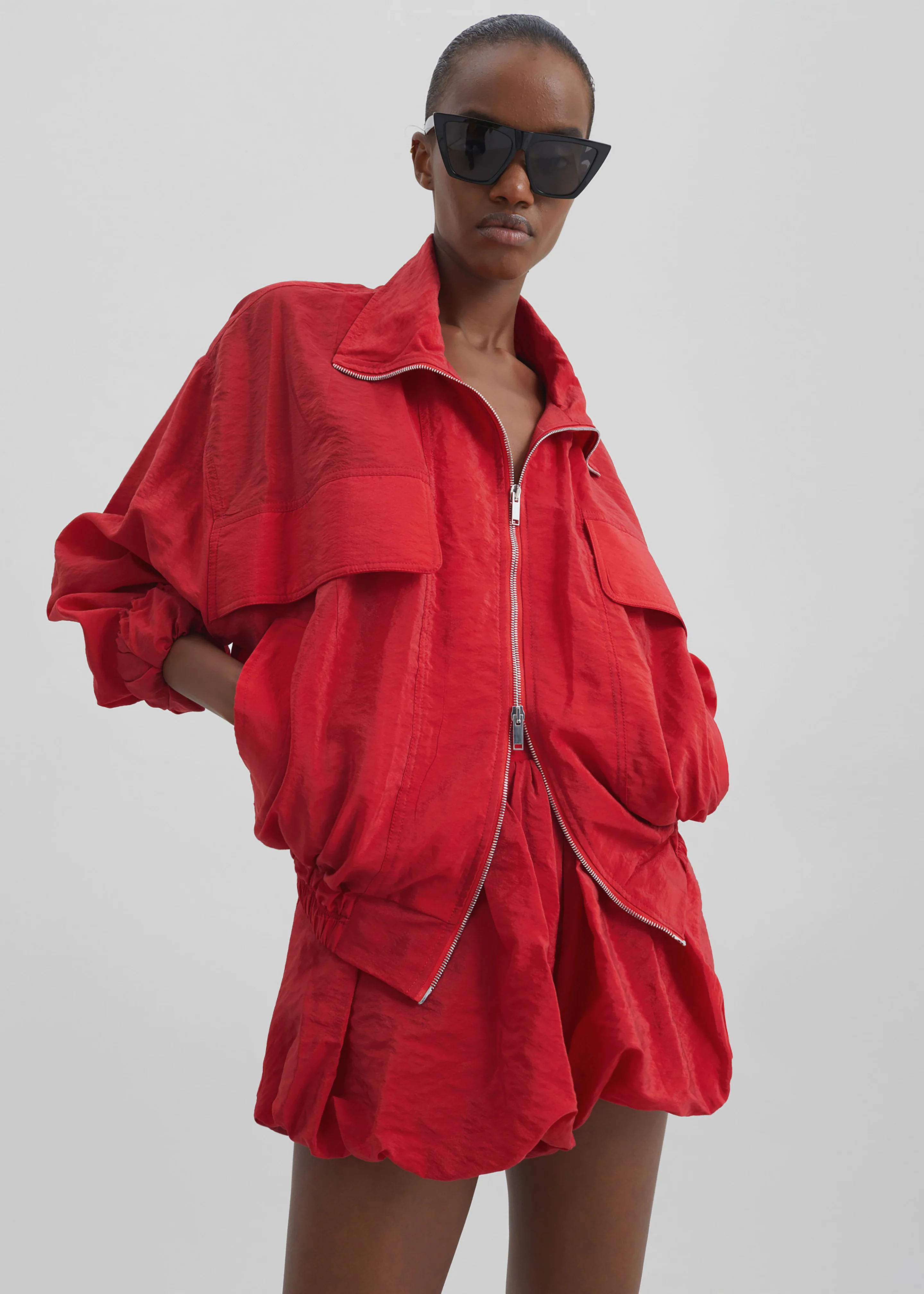 Alina Bubble Hem Shorts - Red - Image 5