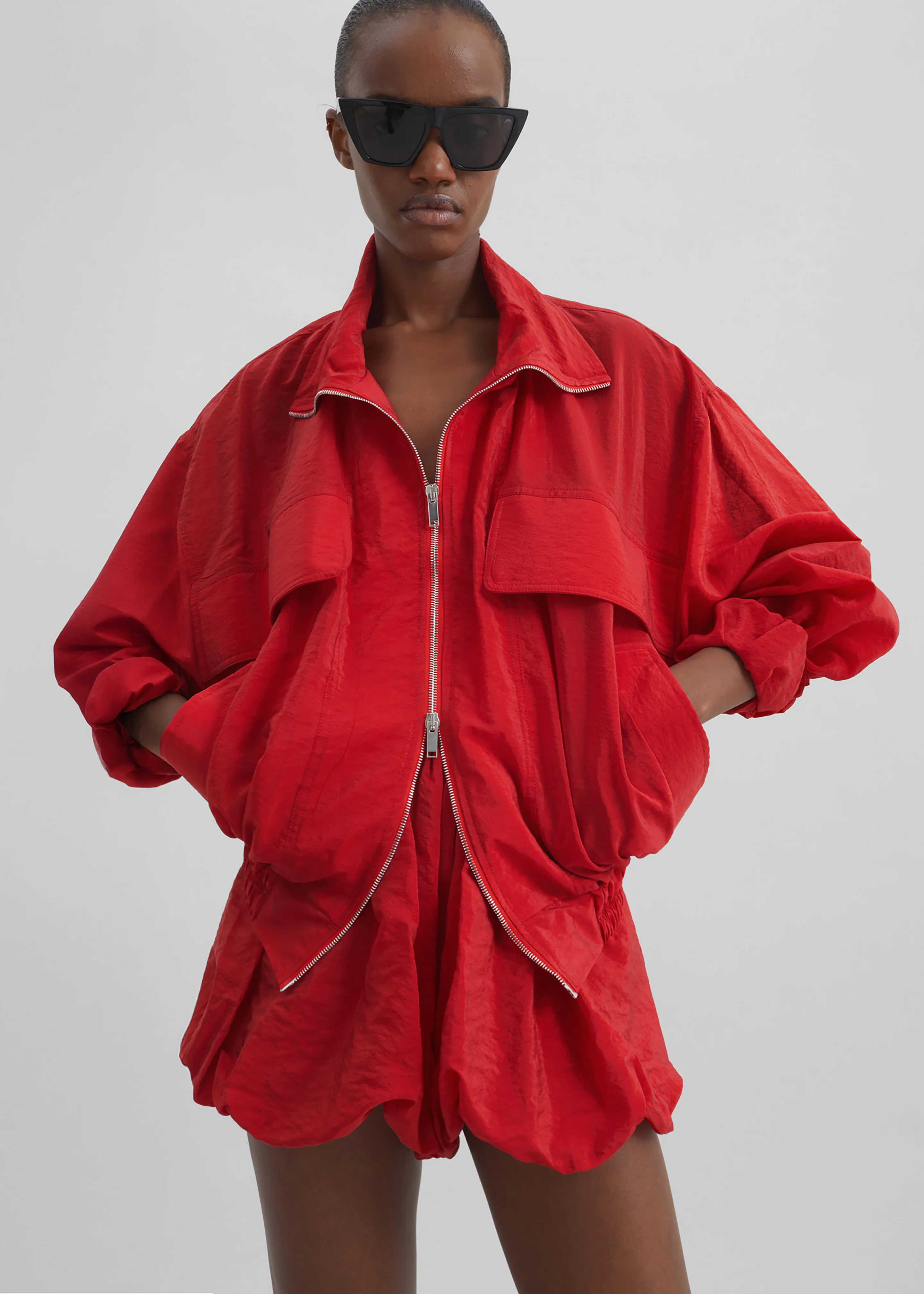 Alina Bubble Hem Shorts - Red - Image 6