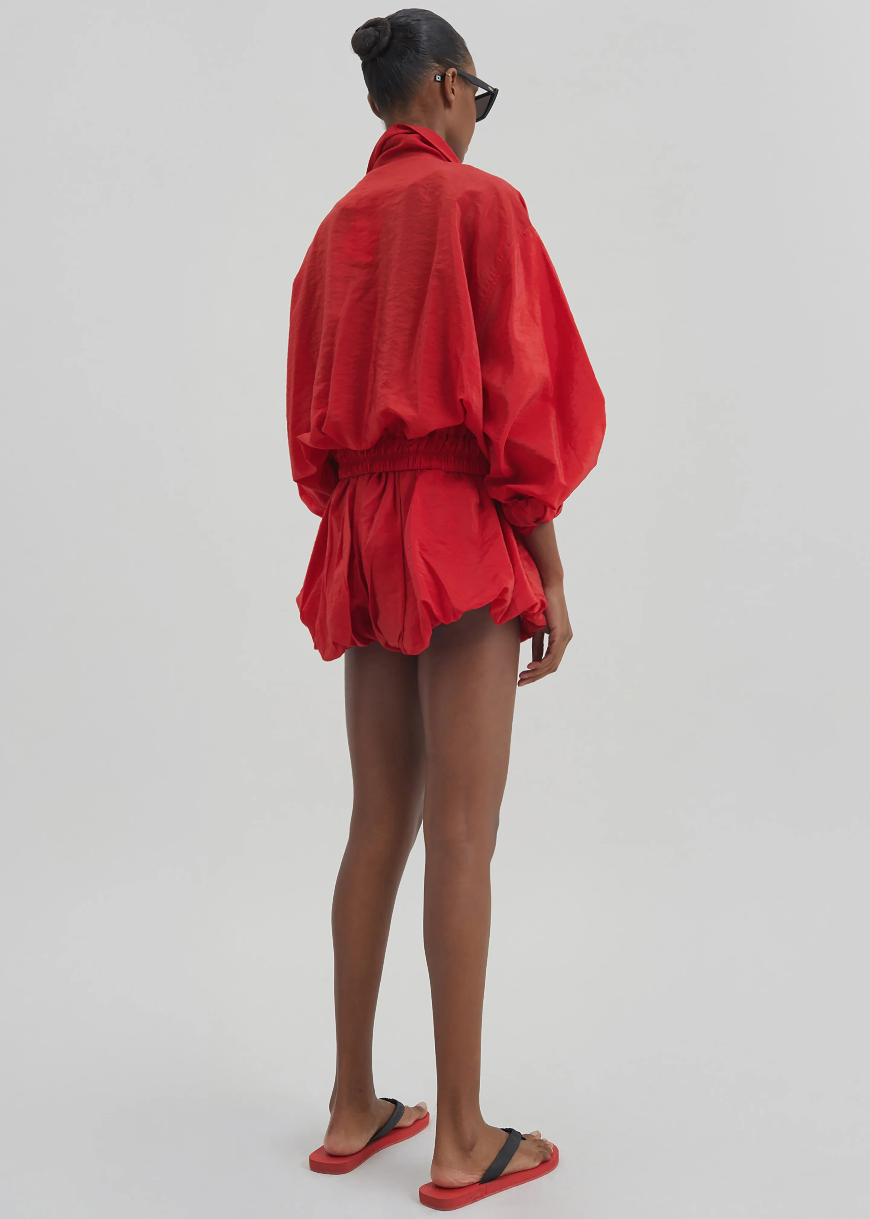 Alina Bubble Hem Shorts - Red - Image 7
