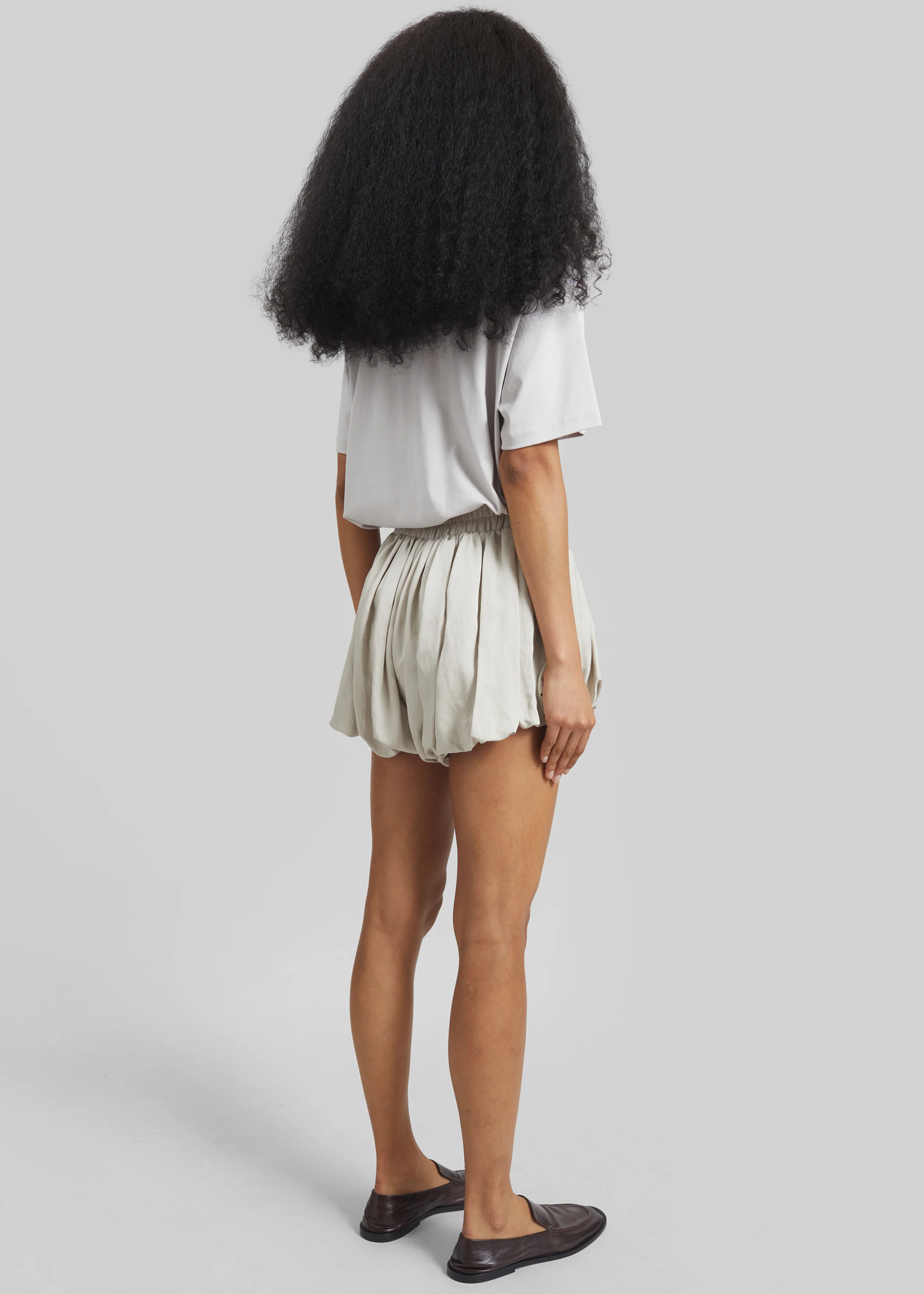 Alina Linen Bubble Hem Shorts - Light Beige - Image 7