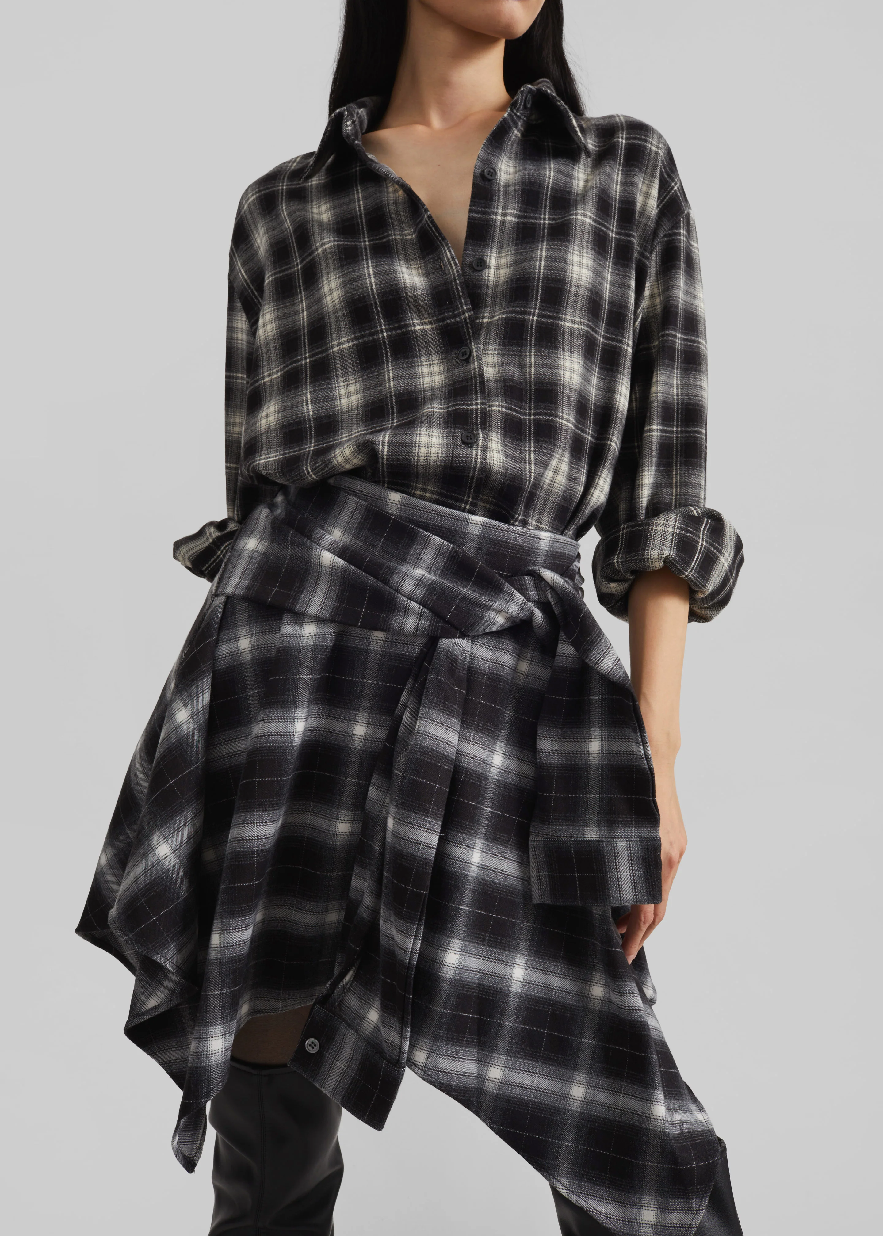 Alix Tie Skirt - Black Plaid - Image 2