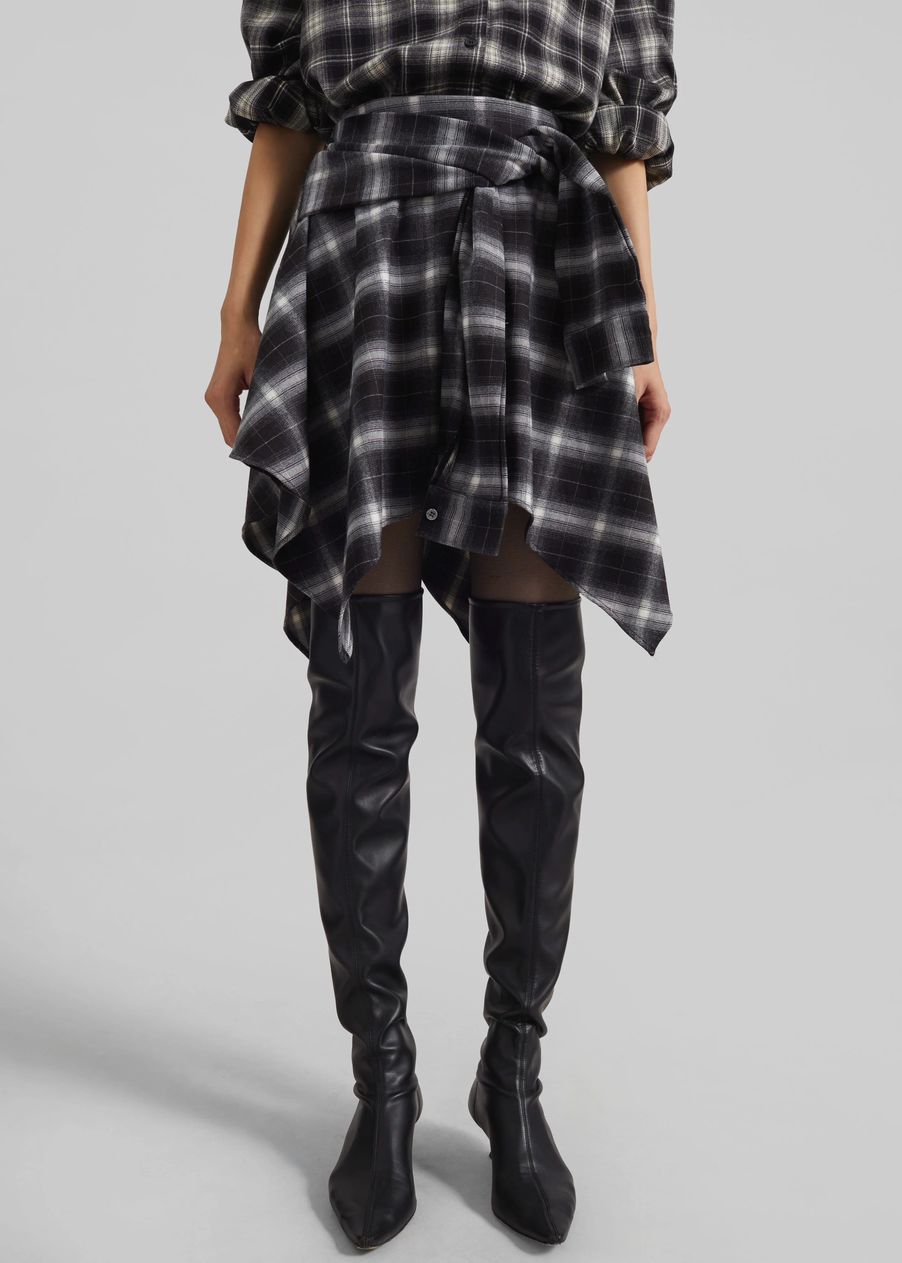 Alix Tie Skirt - Black Plaid - Image 3