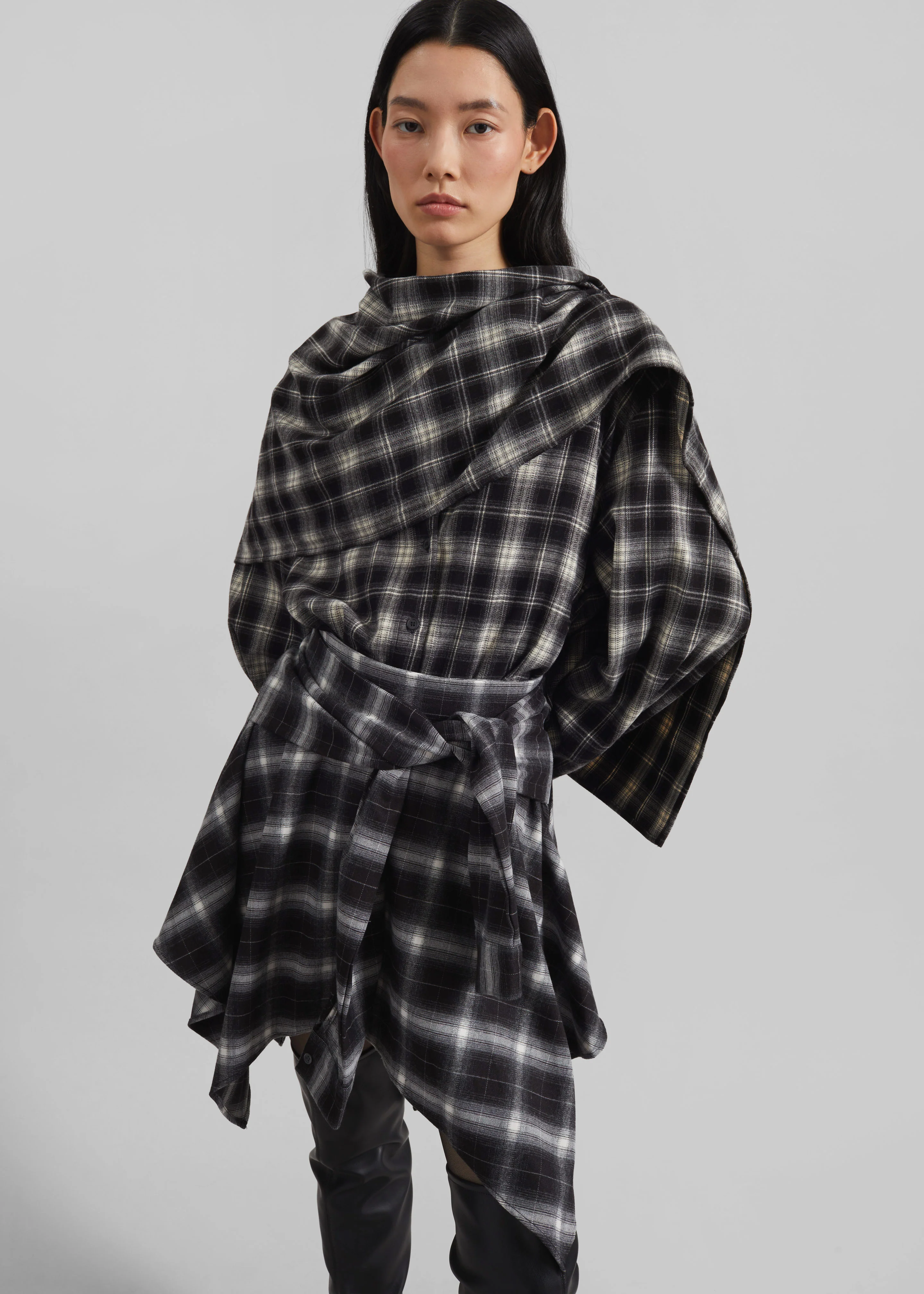 Alix Tie Skirt - Black Plaid - Image 8