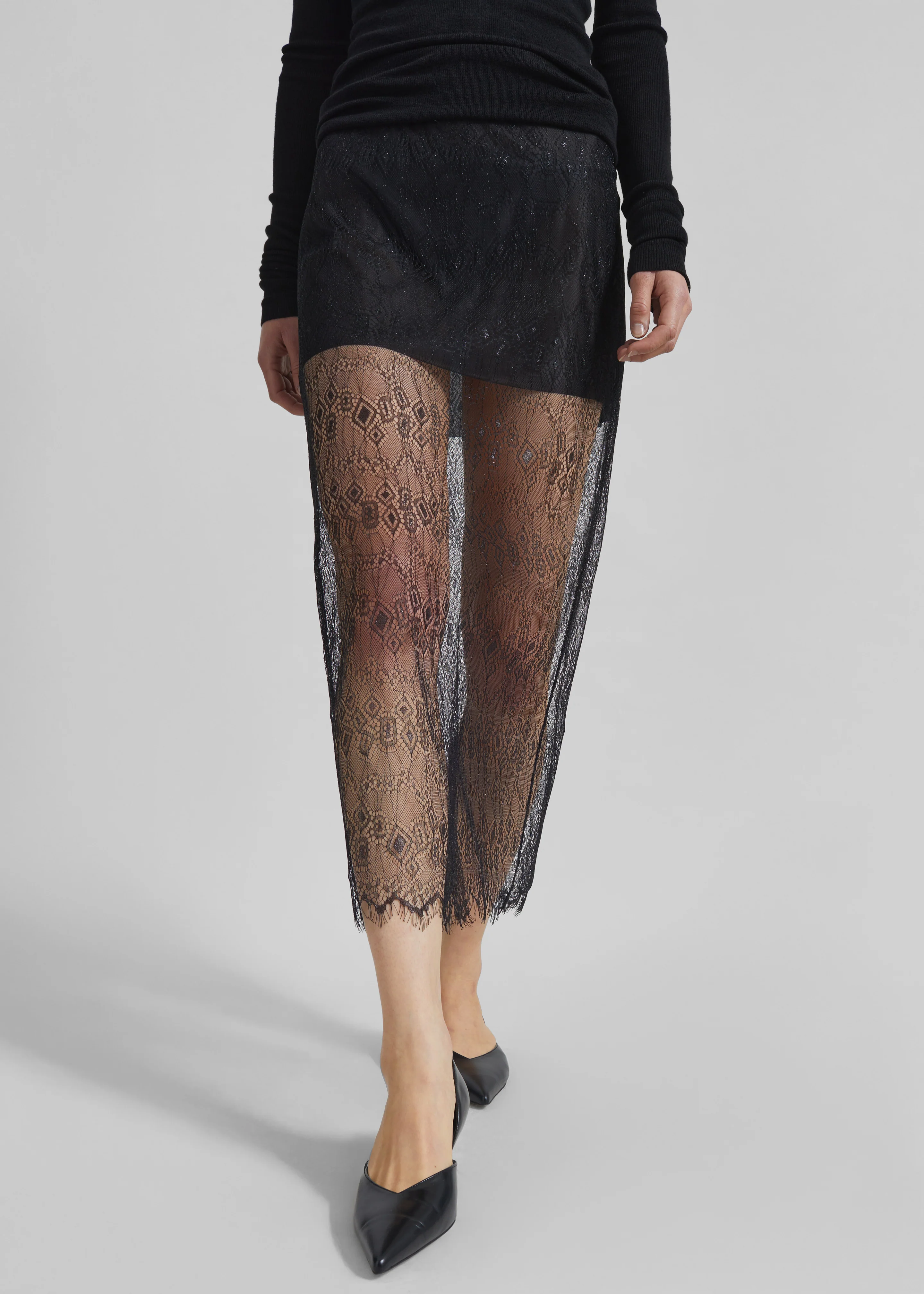 Alrose Lace Midi Skirt - Black - Image 4