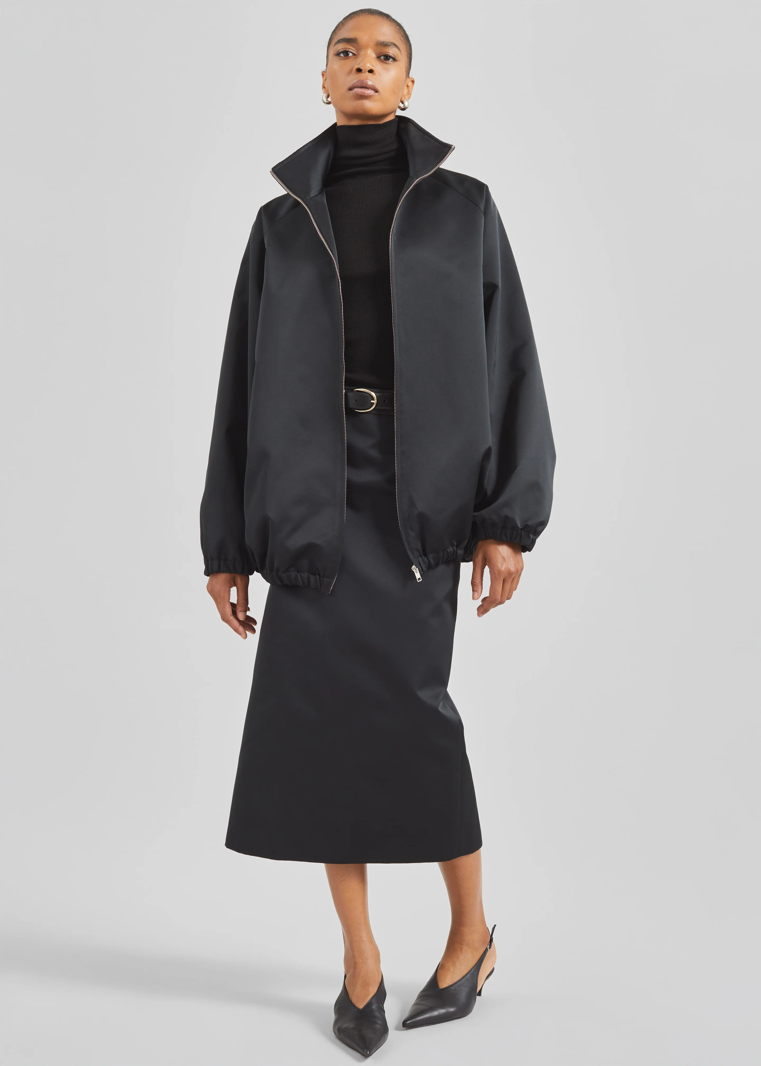 Alrose Satin Midi Skirt - Black - Image 6