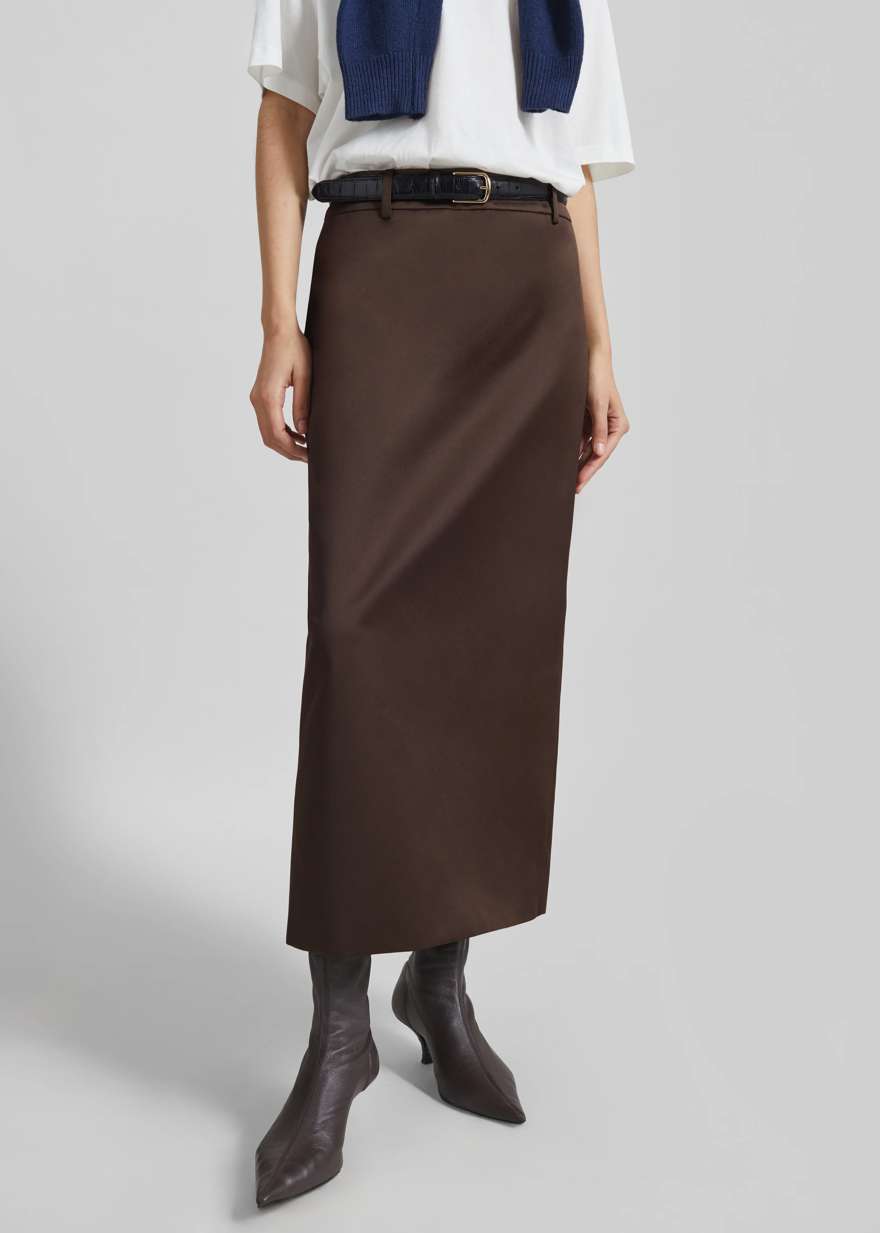 Alrose Satin Midi Skirt - Brown - Image 2