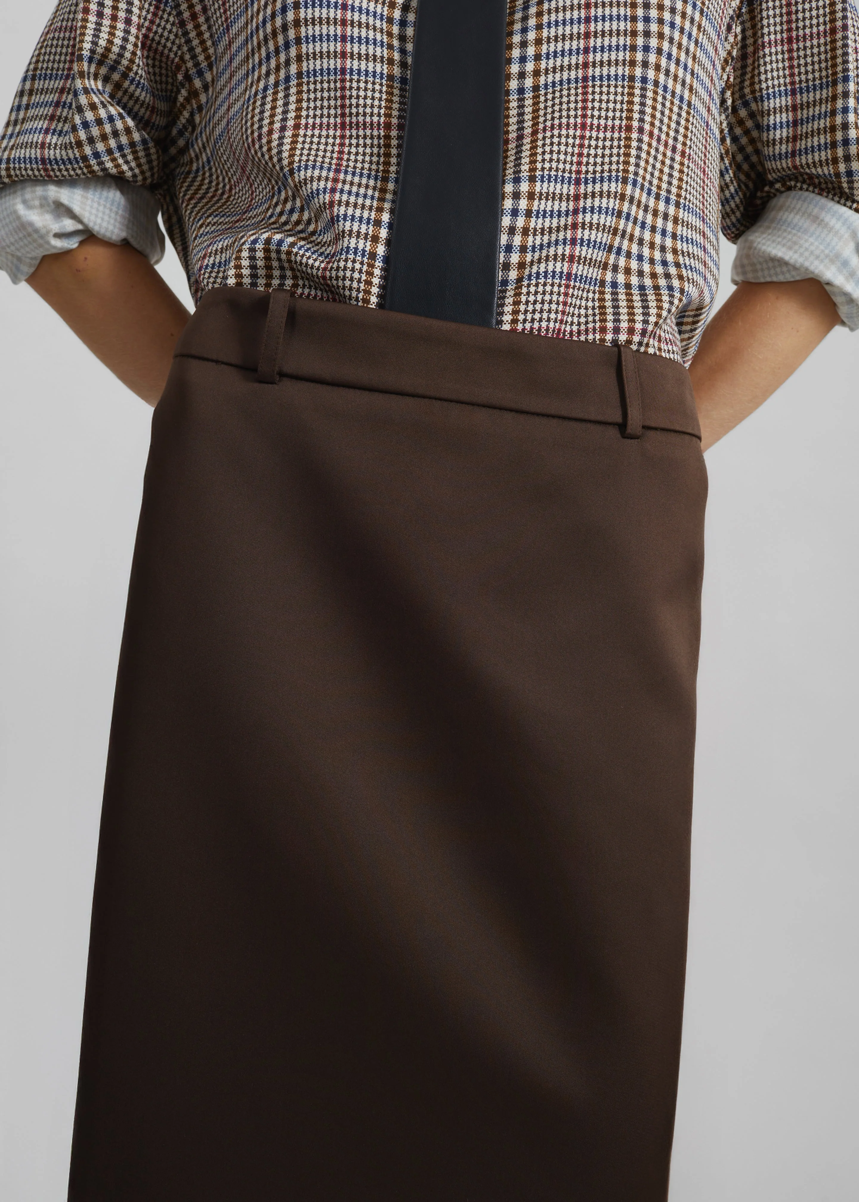 Alrose Satin Midi Skirt - Brown - Image 7