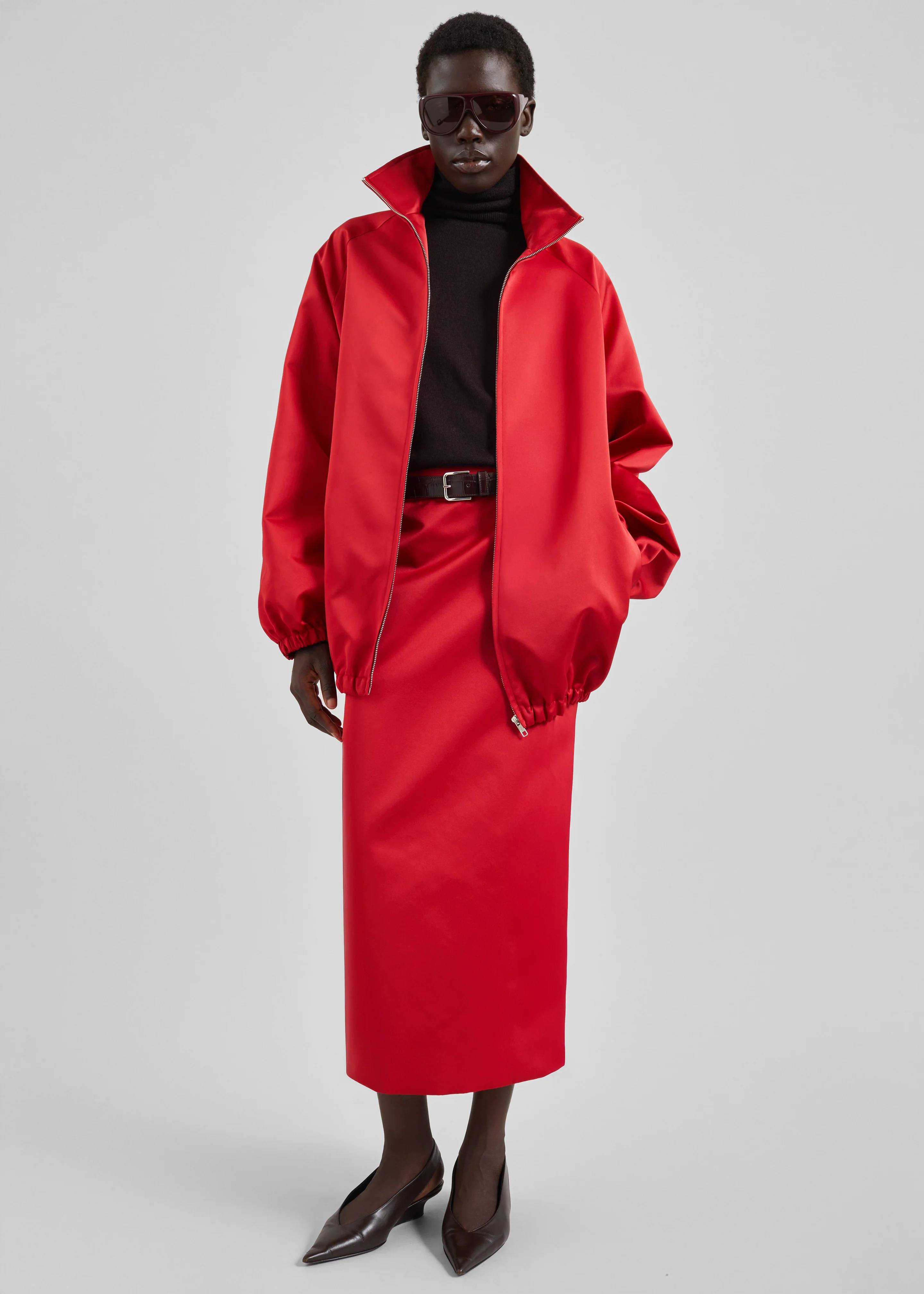 Alrose Satin Midi Skirt - Red - Image 2
