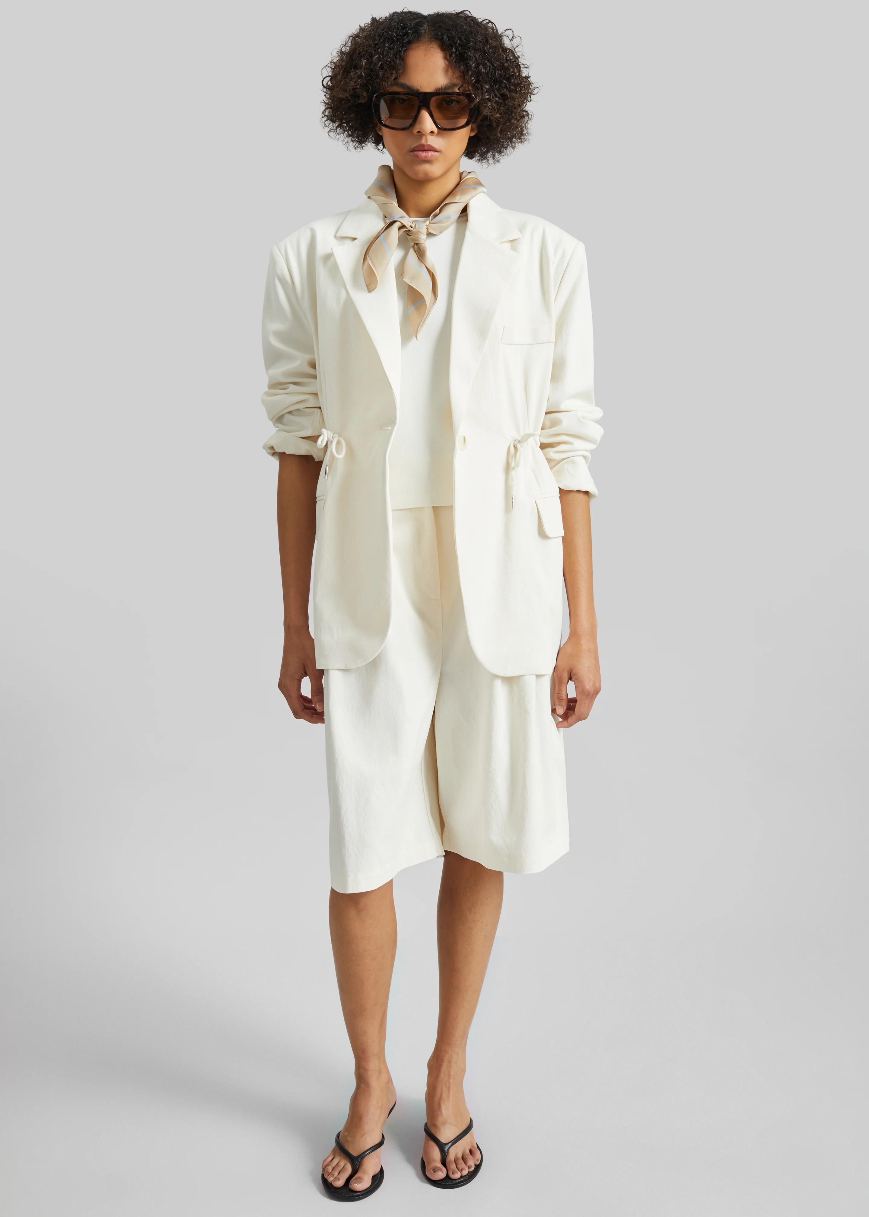 Altea Drawstring Blazer - Ivory - Image 2