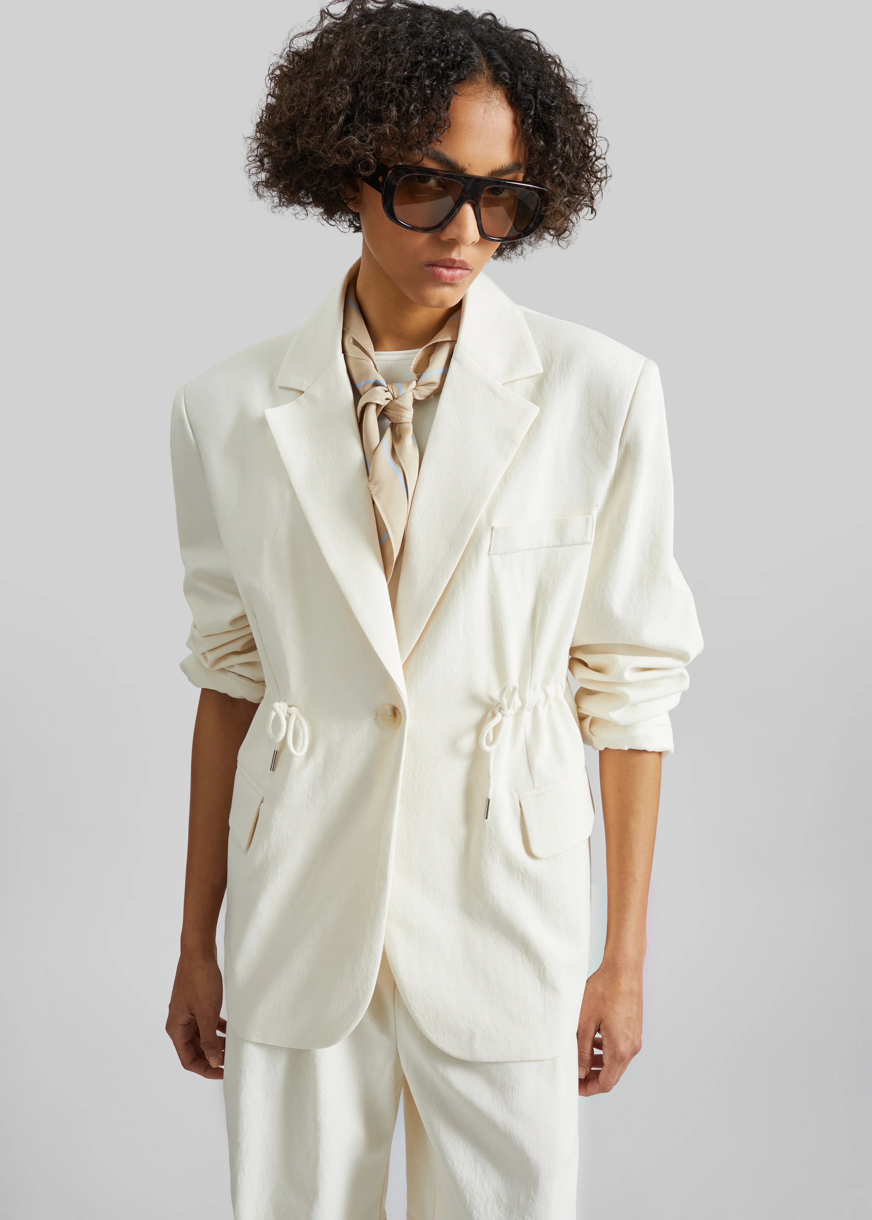 Altea Drawstring Blazer - Ivory - Image 3
