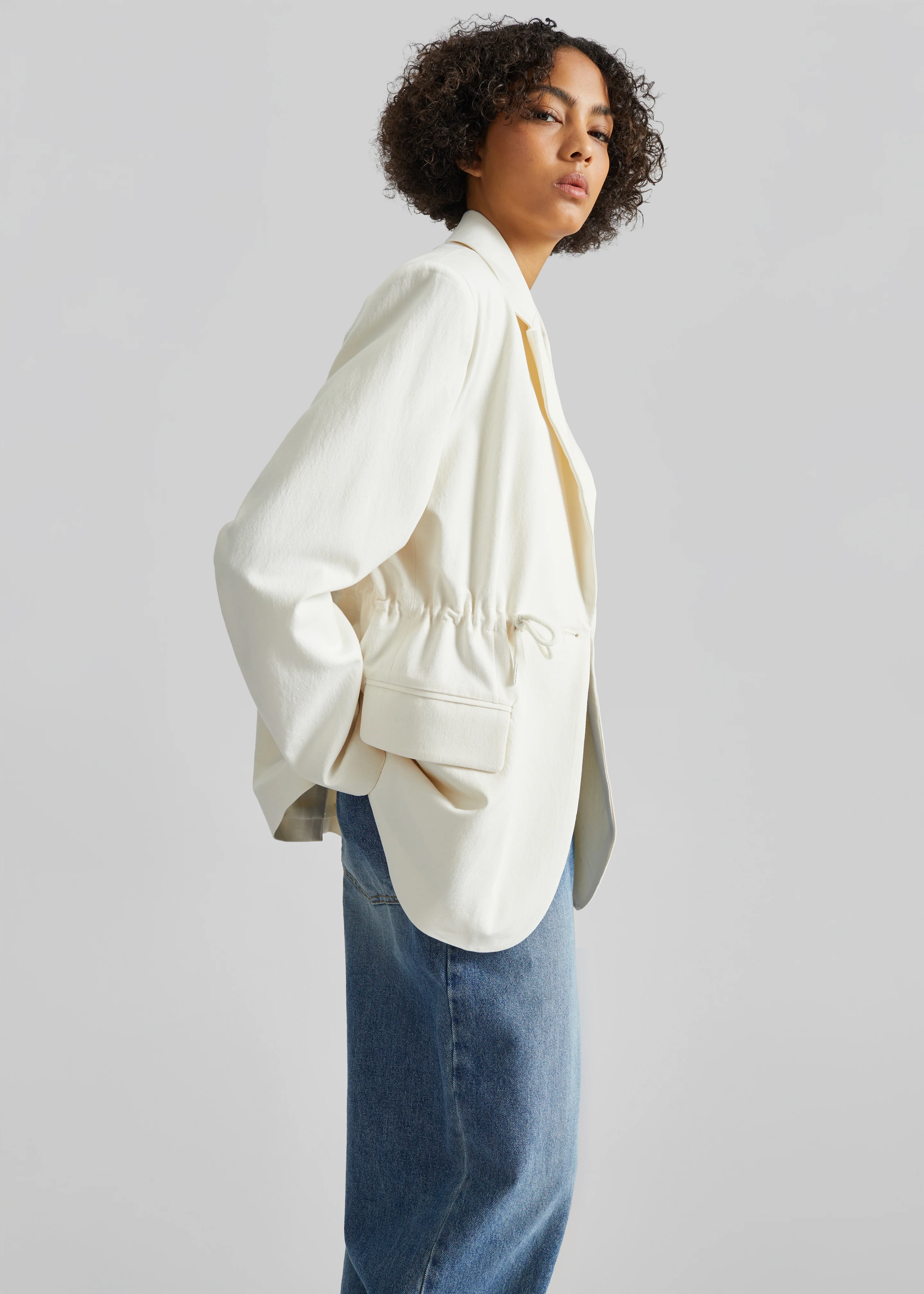 Altea Drawstring Blazer - Ivory - Image 5