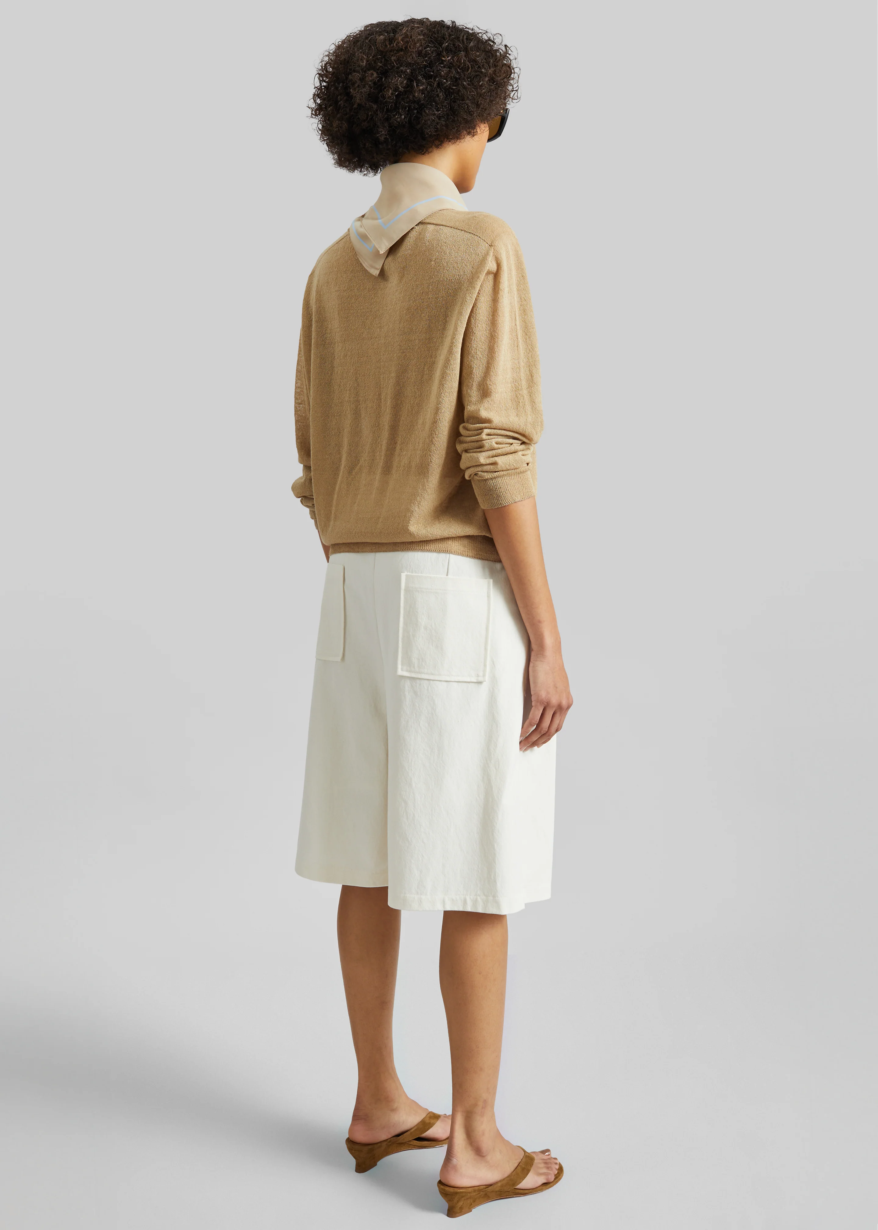 Altea Pleated Bermuda Shorts - Ivory - Image 7