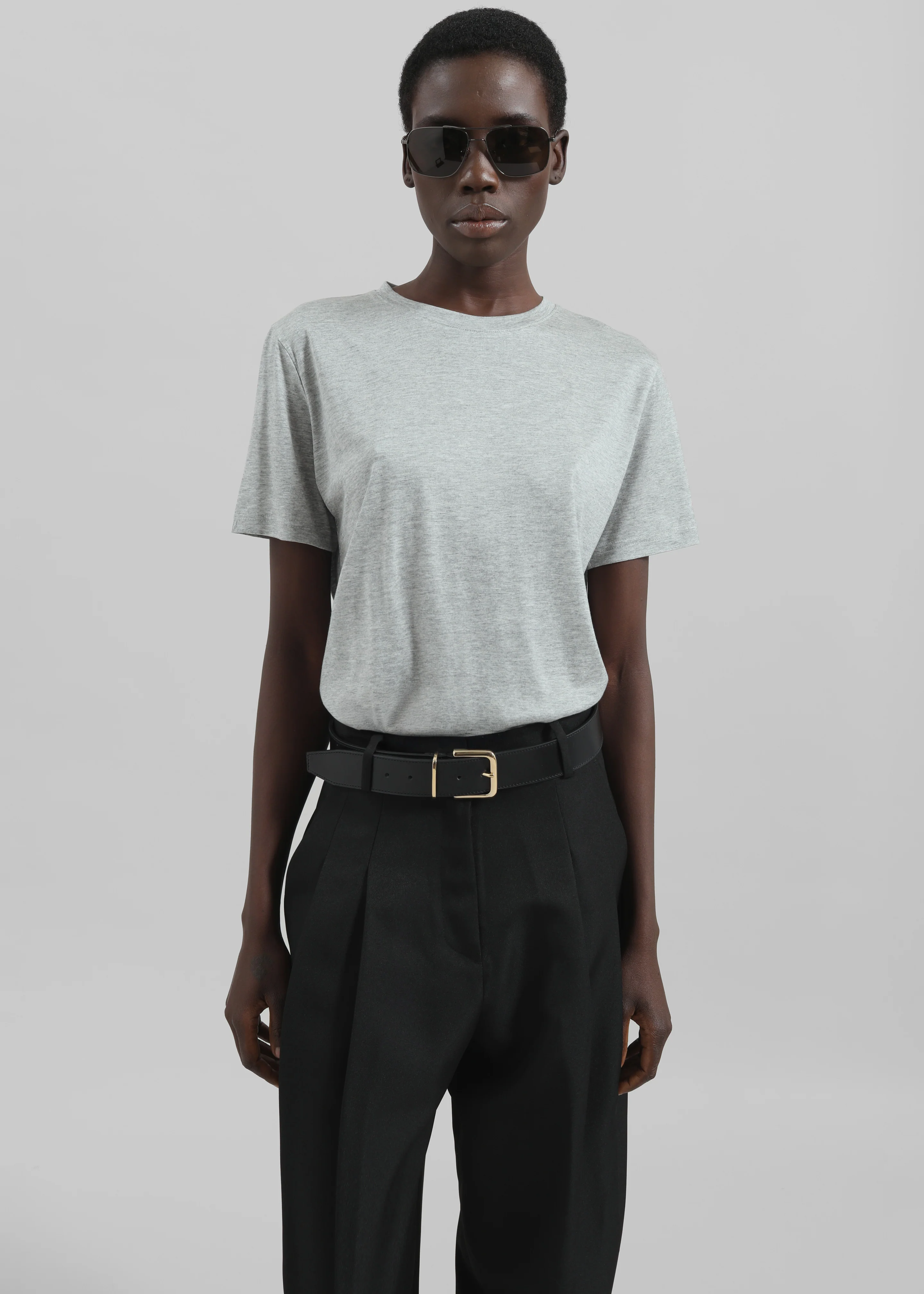 Amal Fluid Tee - Grey Melange - Image 2
