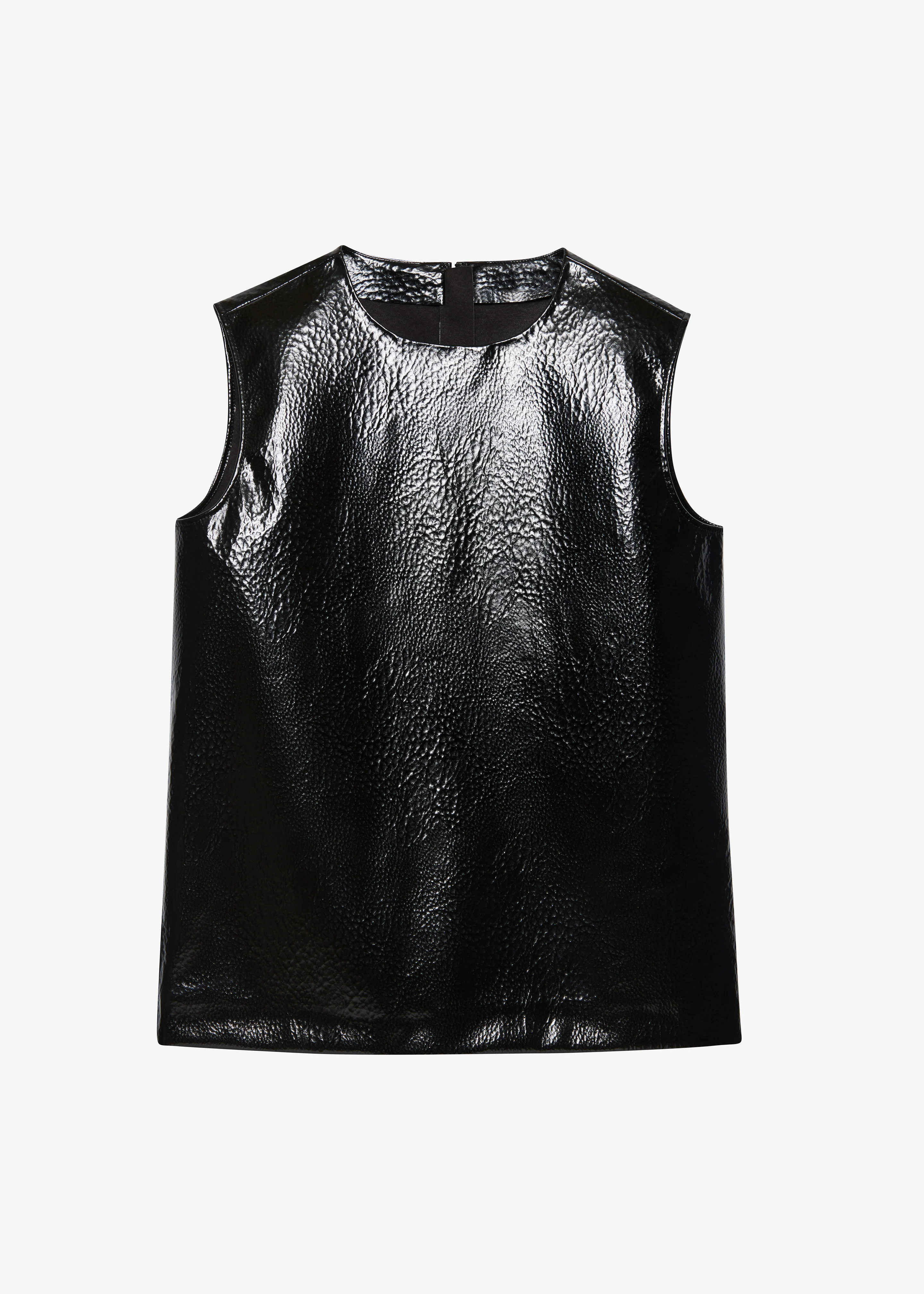 Amaris Crackled Faux Leather Tank Top - Black - Image 10
