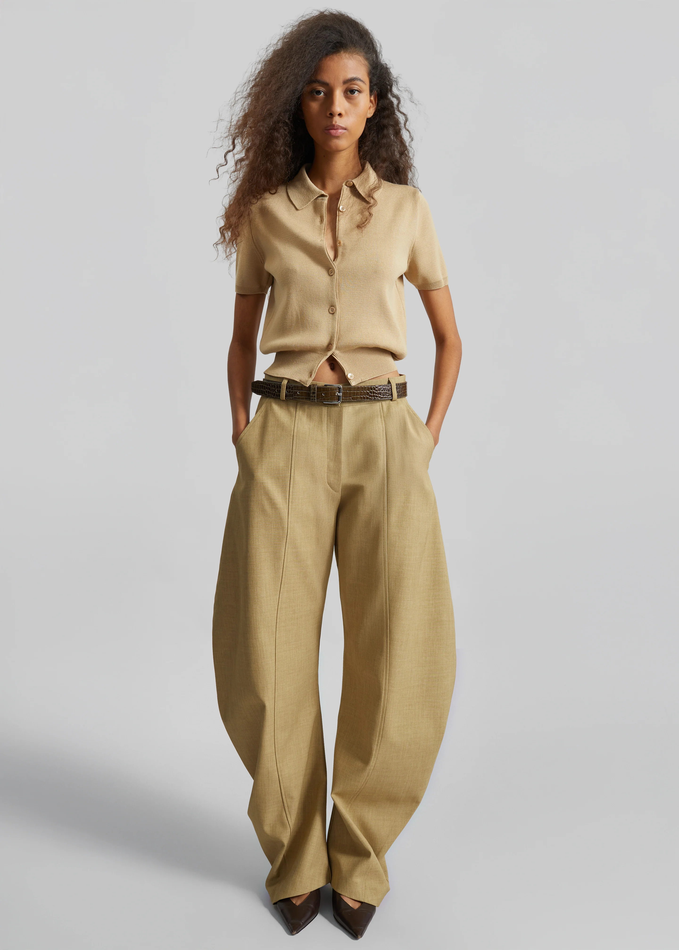 Amelot Knit Short Sleeve Cardigan - Beige - Image 5