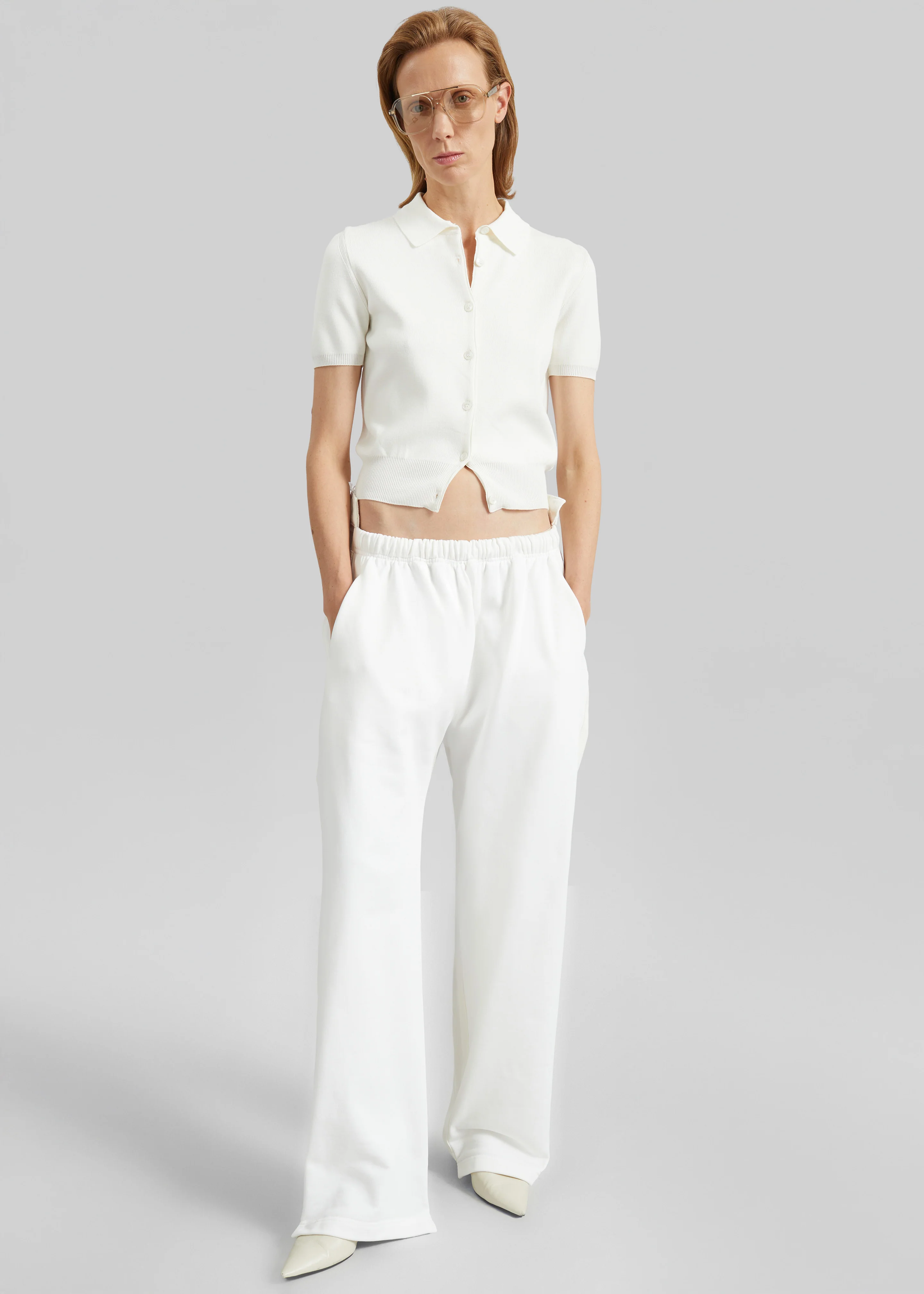 Amelot Knit Short Sleeve Cardigan - White - Image 5