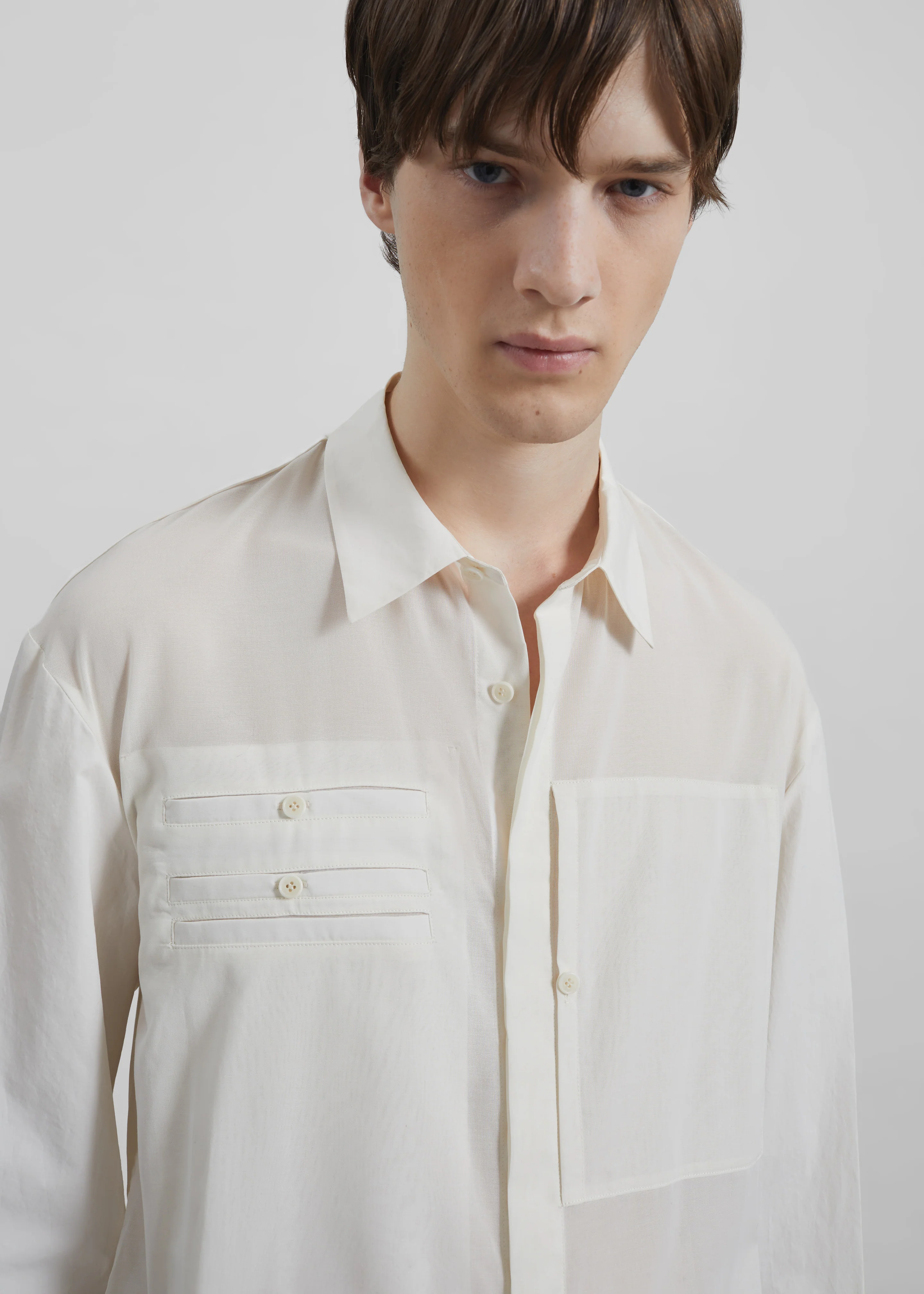 Amomento Drawer Pocket Shirt - Ivory - Image 3