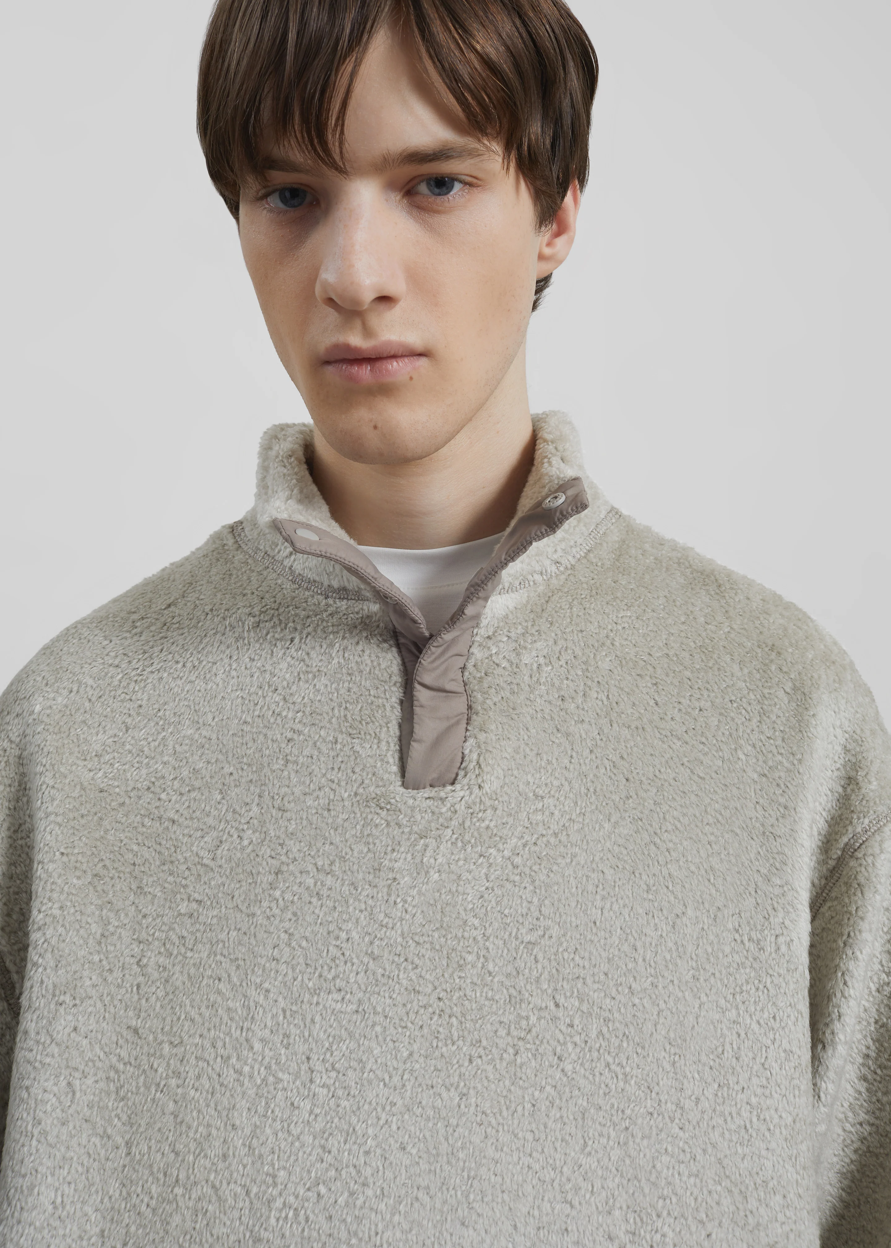 Amomento Fluffy Oversized Half Neck Pullover - Grey - Image 5
