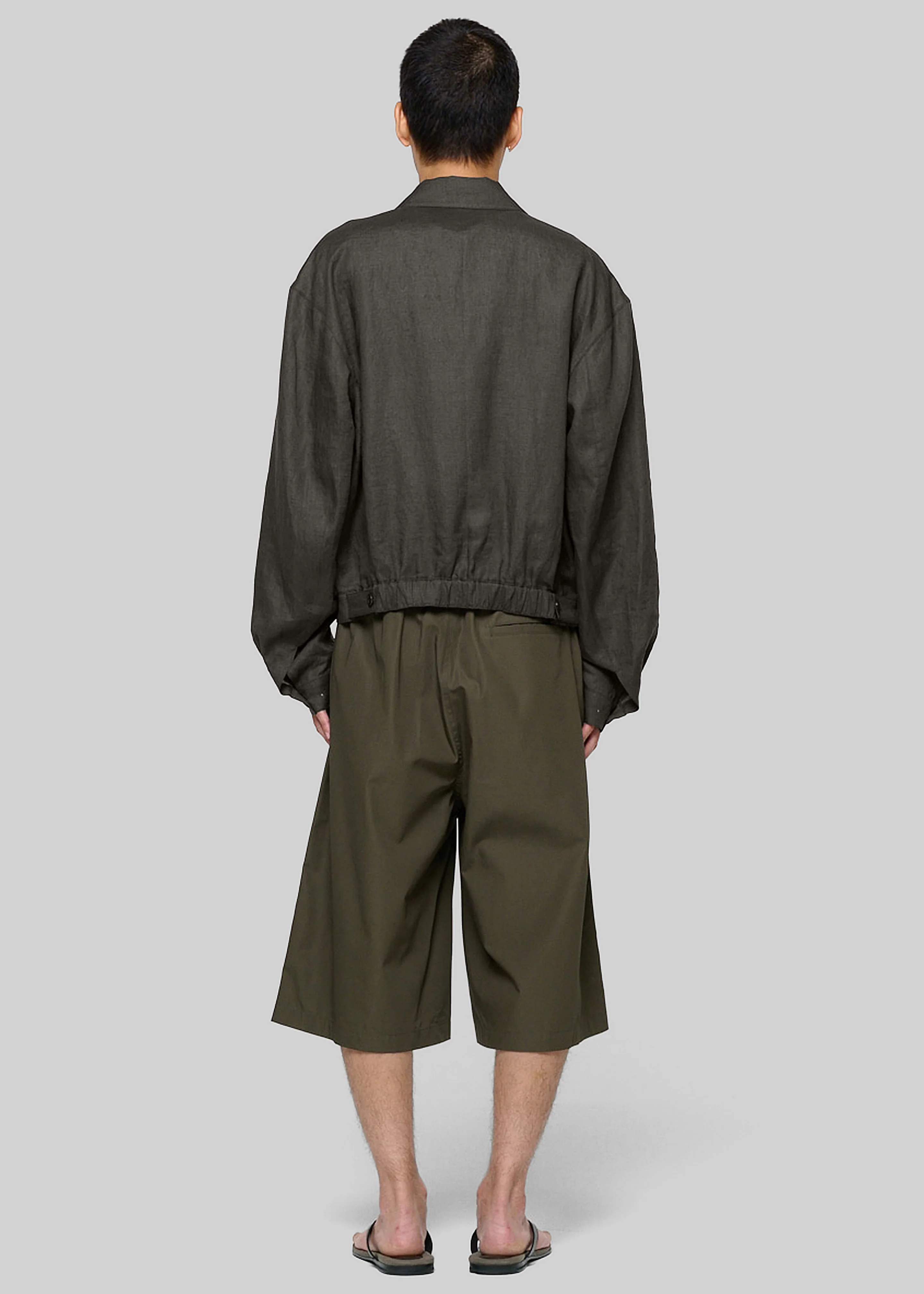 Amomento Linen Crop Jacket - Khaki Grey - Image 5