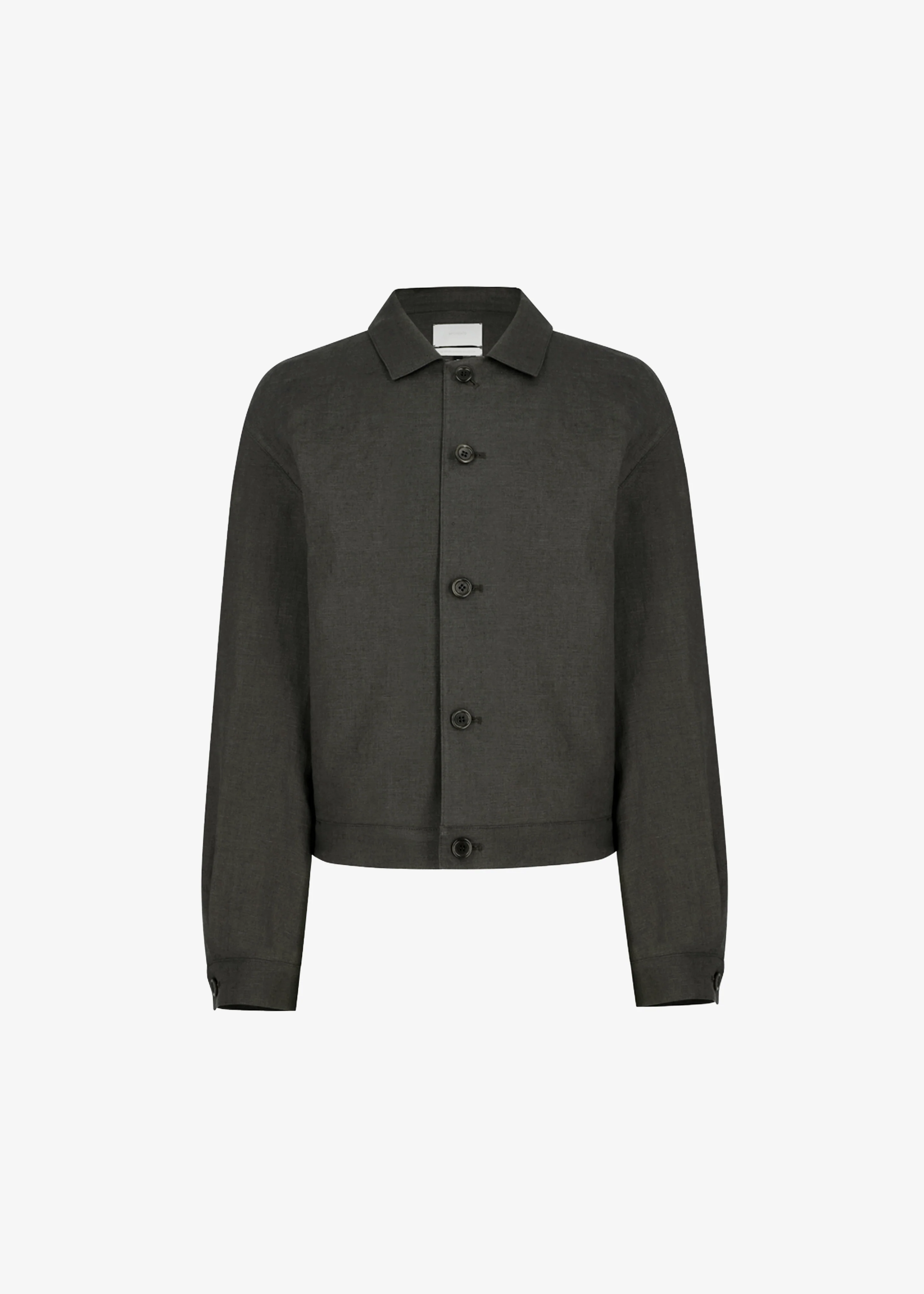 Amomento Linen Crop Jacket - Khaki Grey - Image 8