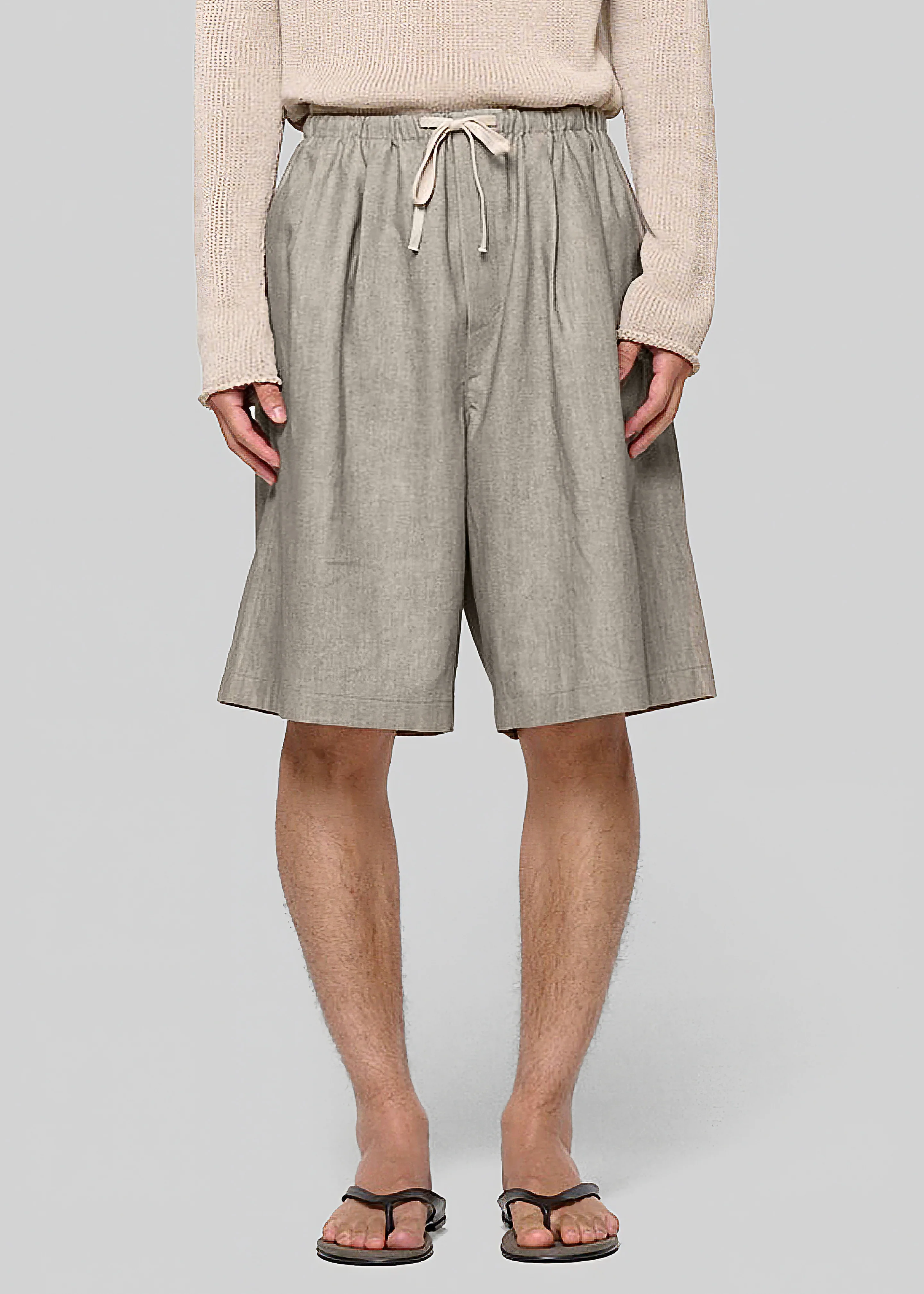 Amomento Linen Drawstring Shorts - Beige - Image 2