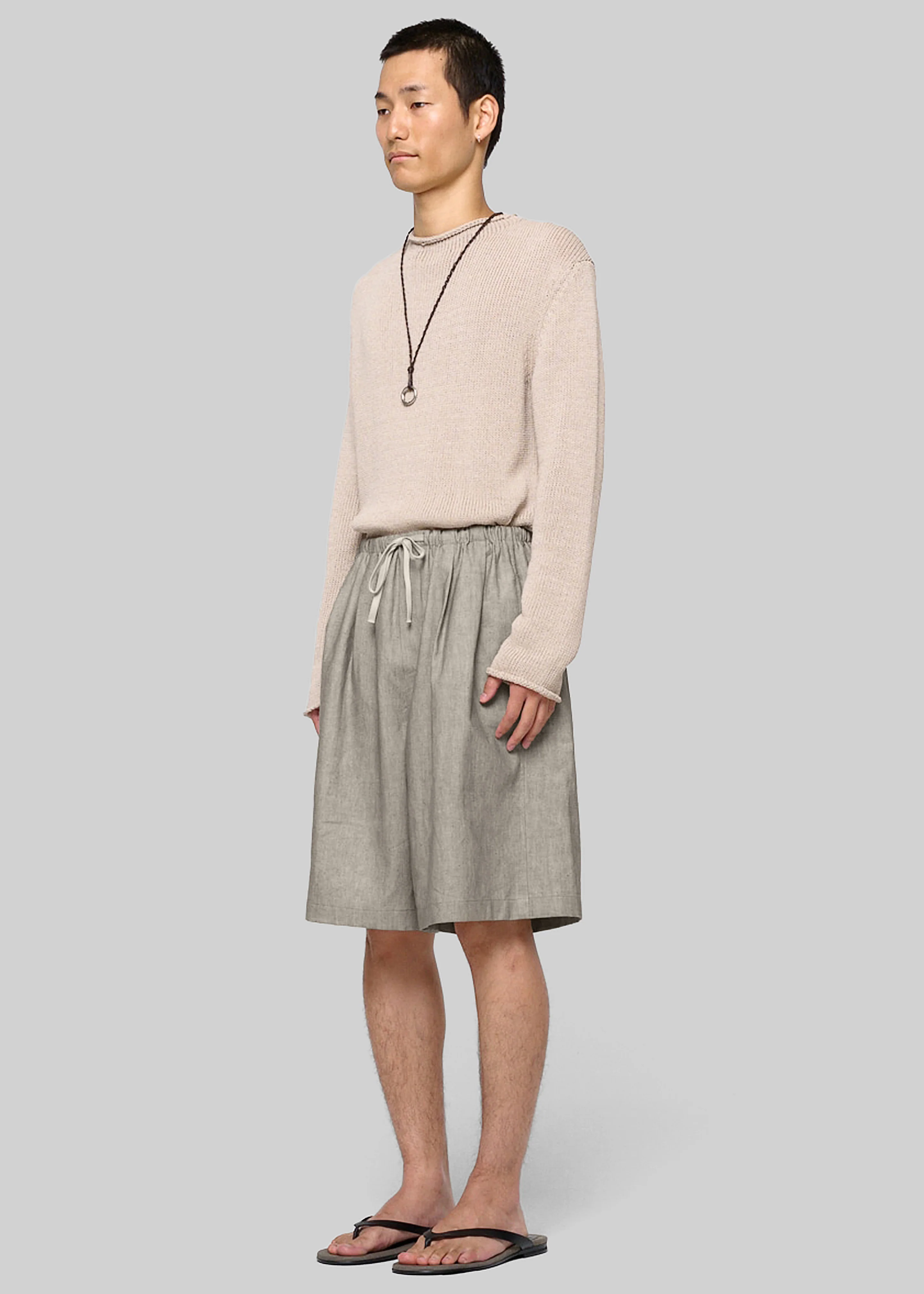 Amomento Linen Drawstring Shorts - Beige - Image 3