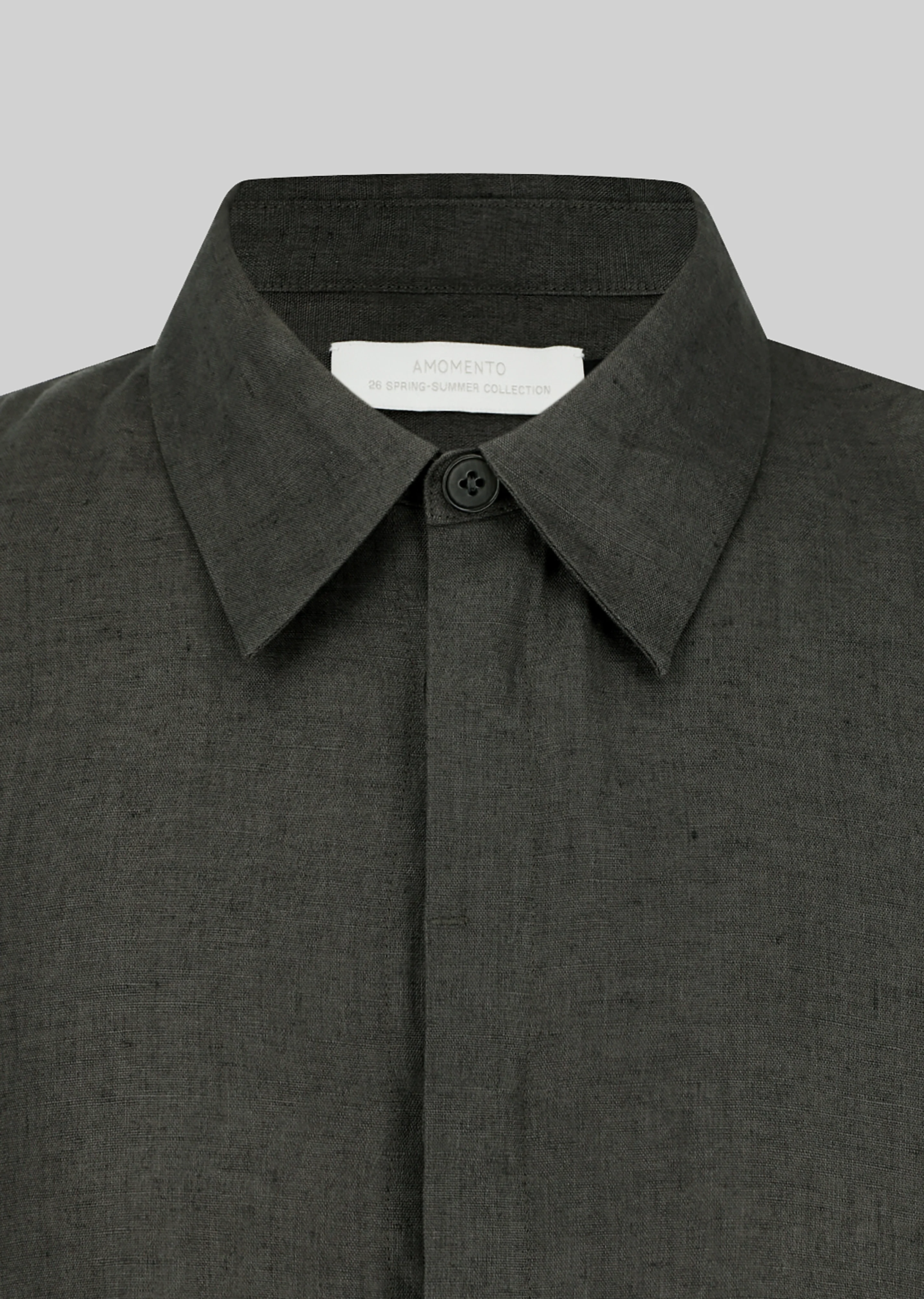 Amomento Linen Oversized Shirt - Khaki Grey - Image 7