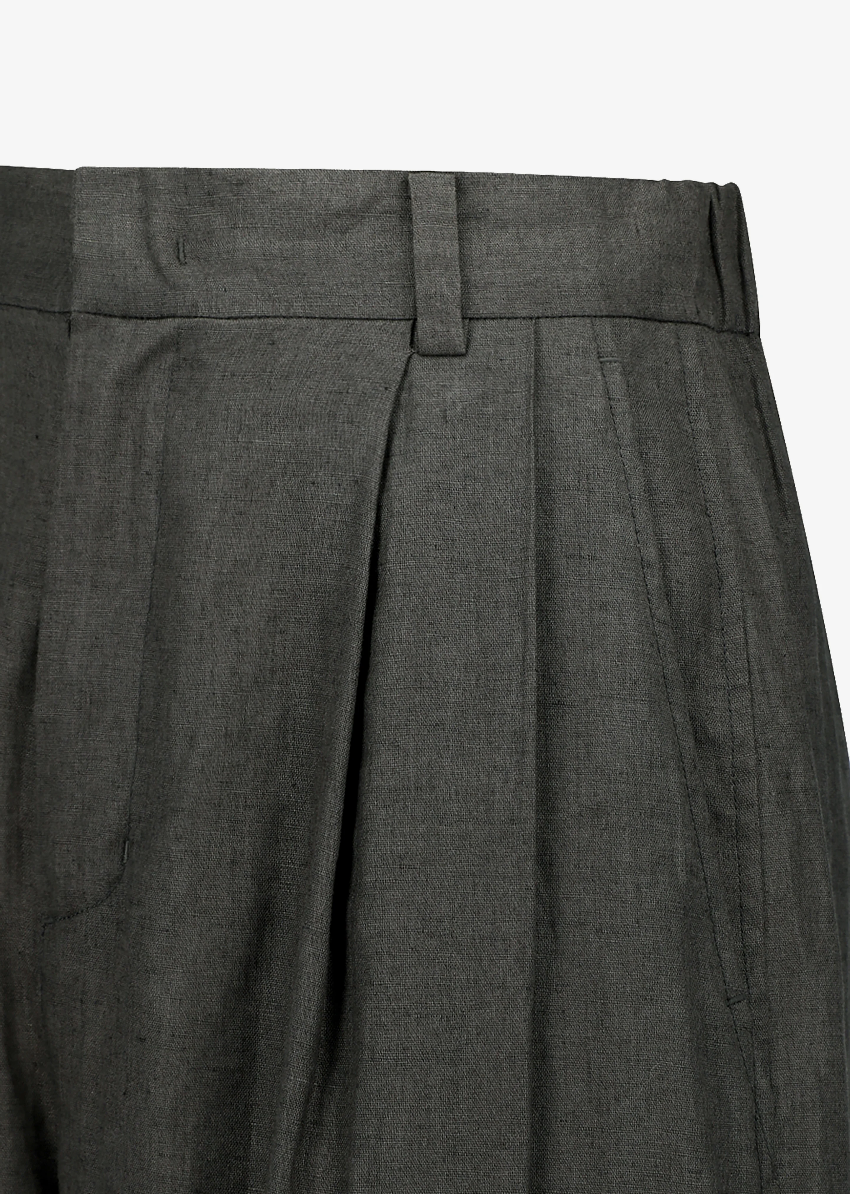 Amomento Linen Two Tuck Wide Pants - Khaki Grey - Image 5