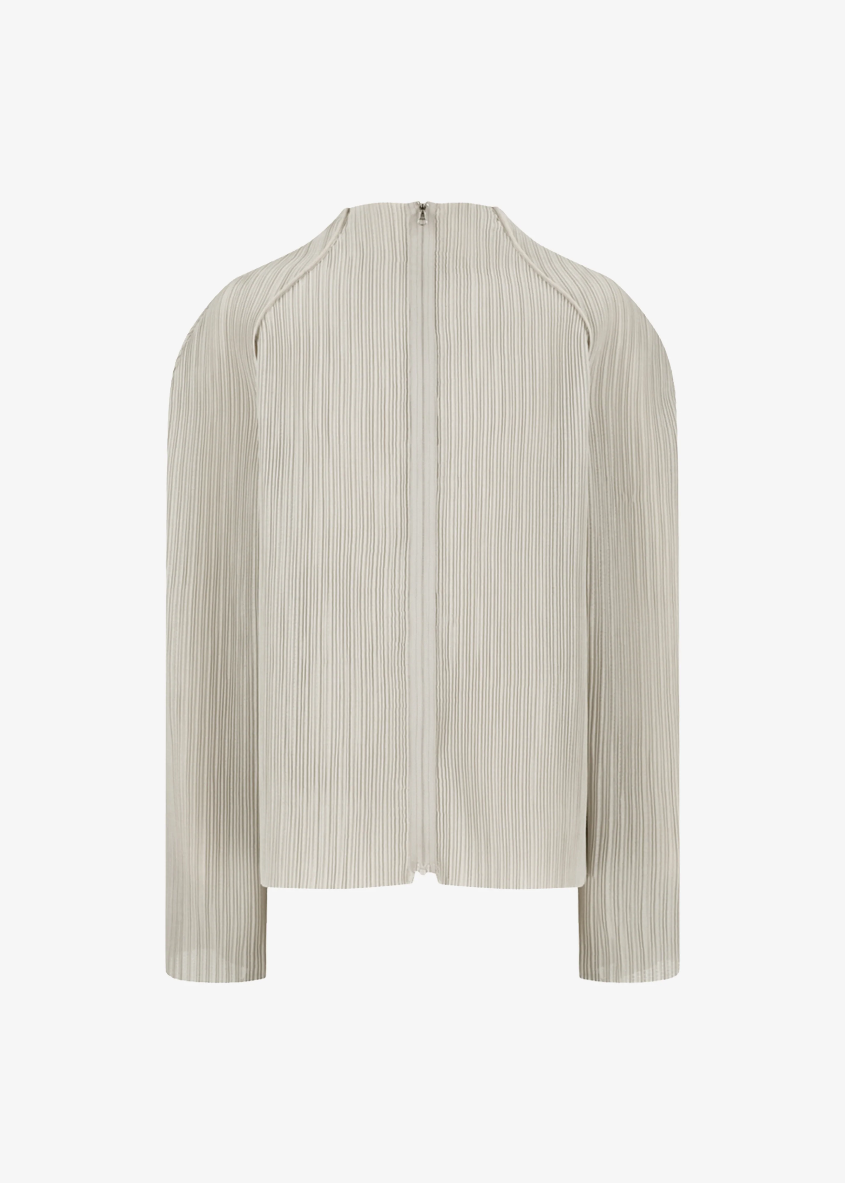 Amomento Pleats Zip Up Jumper - Beige - Image 7