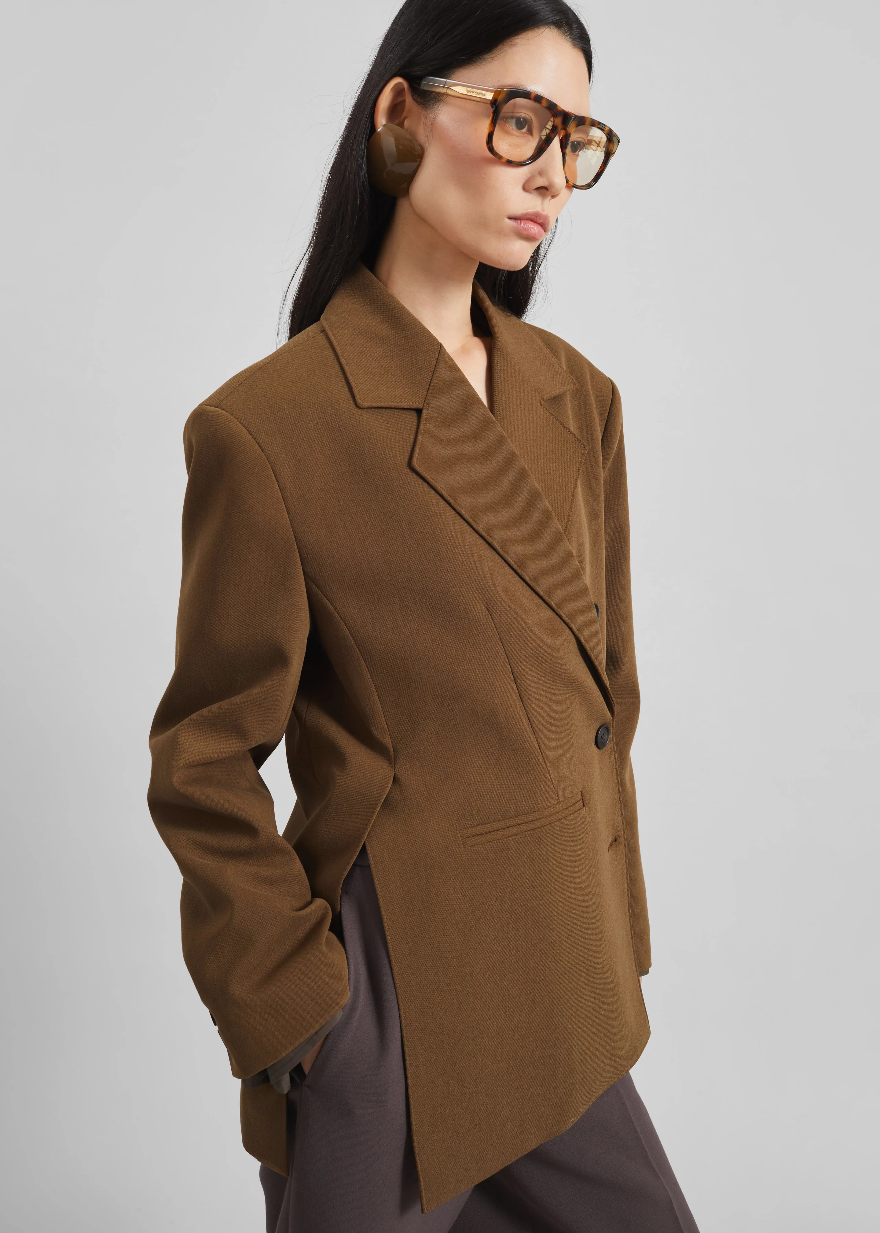 Antwerp Wrap Blazer - Brown - Image 4