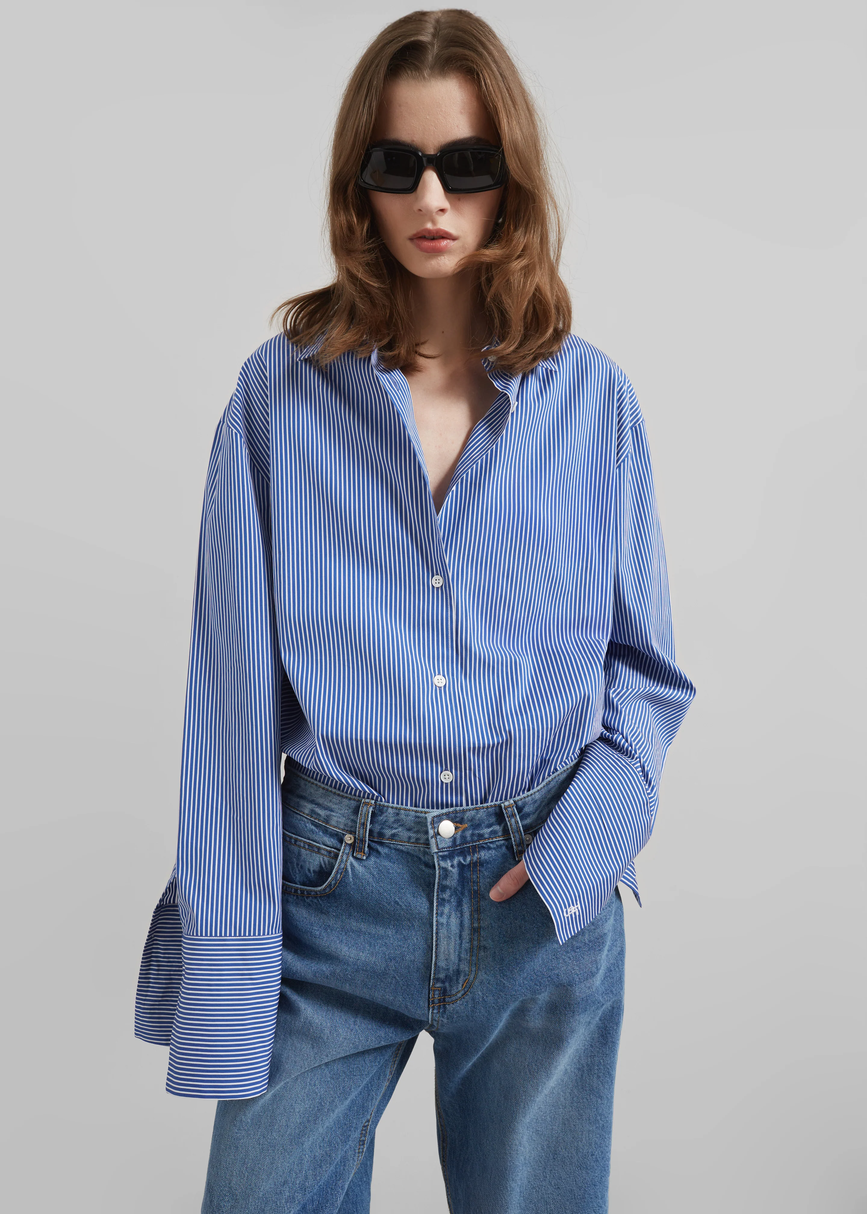 Anvers Striped Cotton Button Up Shirt - Blue/White Stripe - Image 5