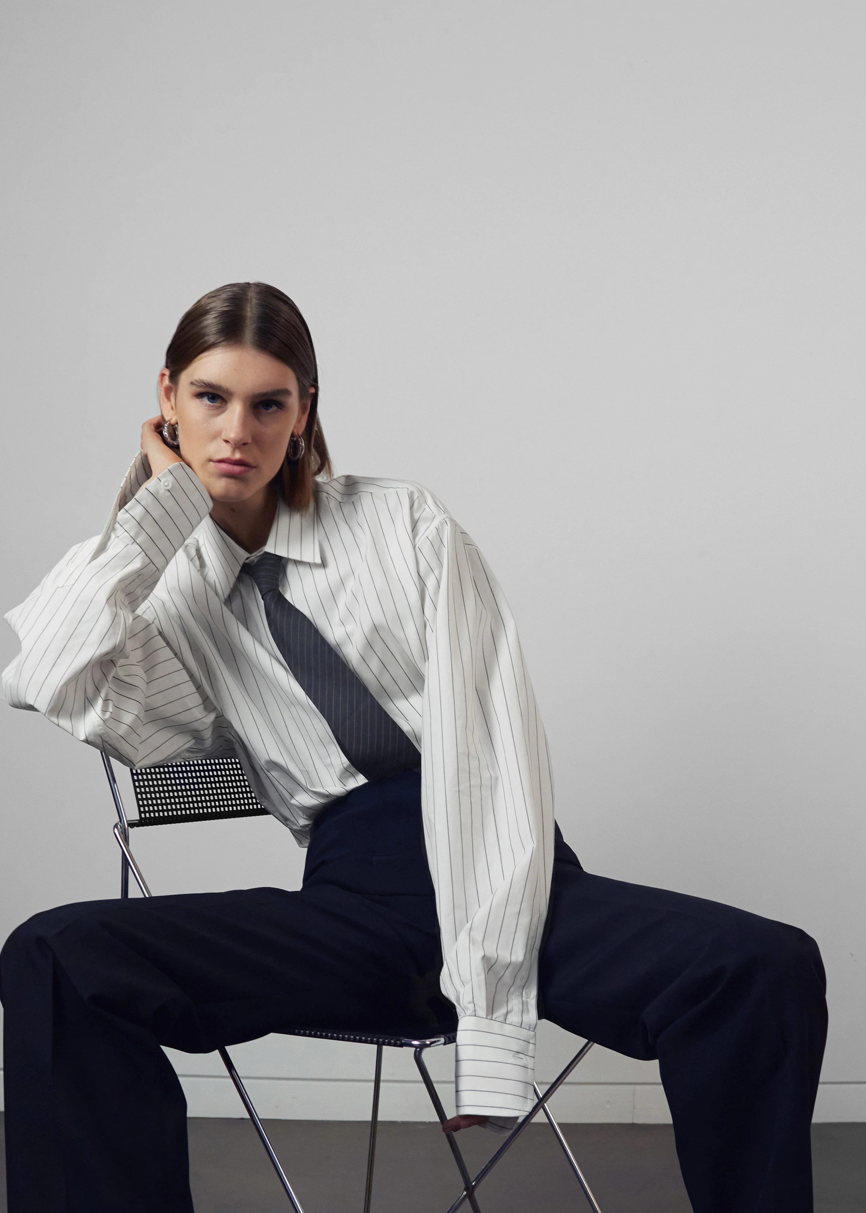Anvers Striped Cotton Button Up Shirt - White/Black Stripe - Image 14