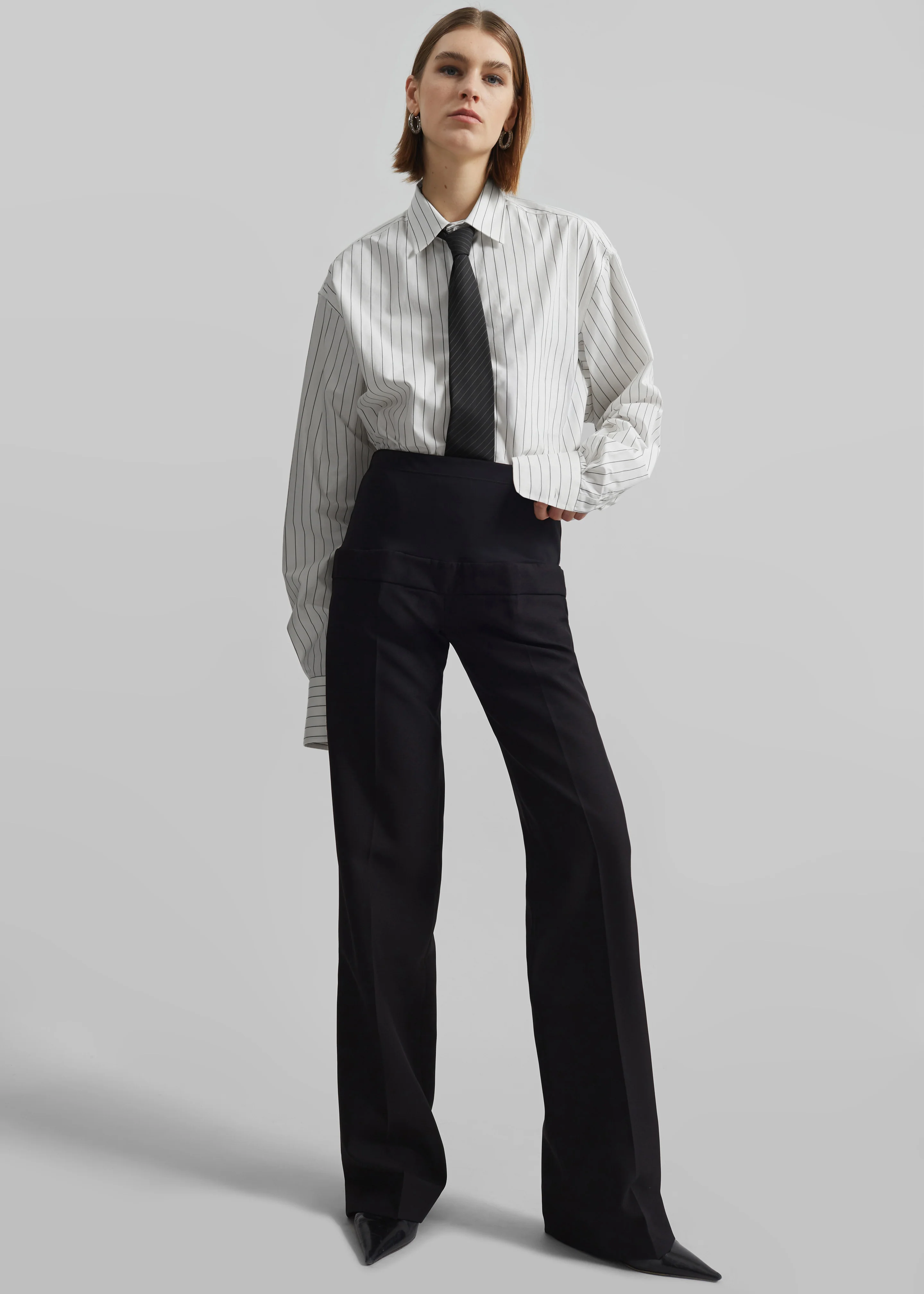 Anvers Striped Cotton Button Up Shirt - White/Black Stripe - Image 4
