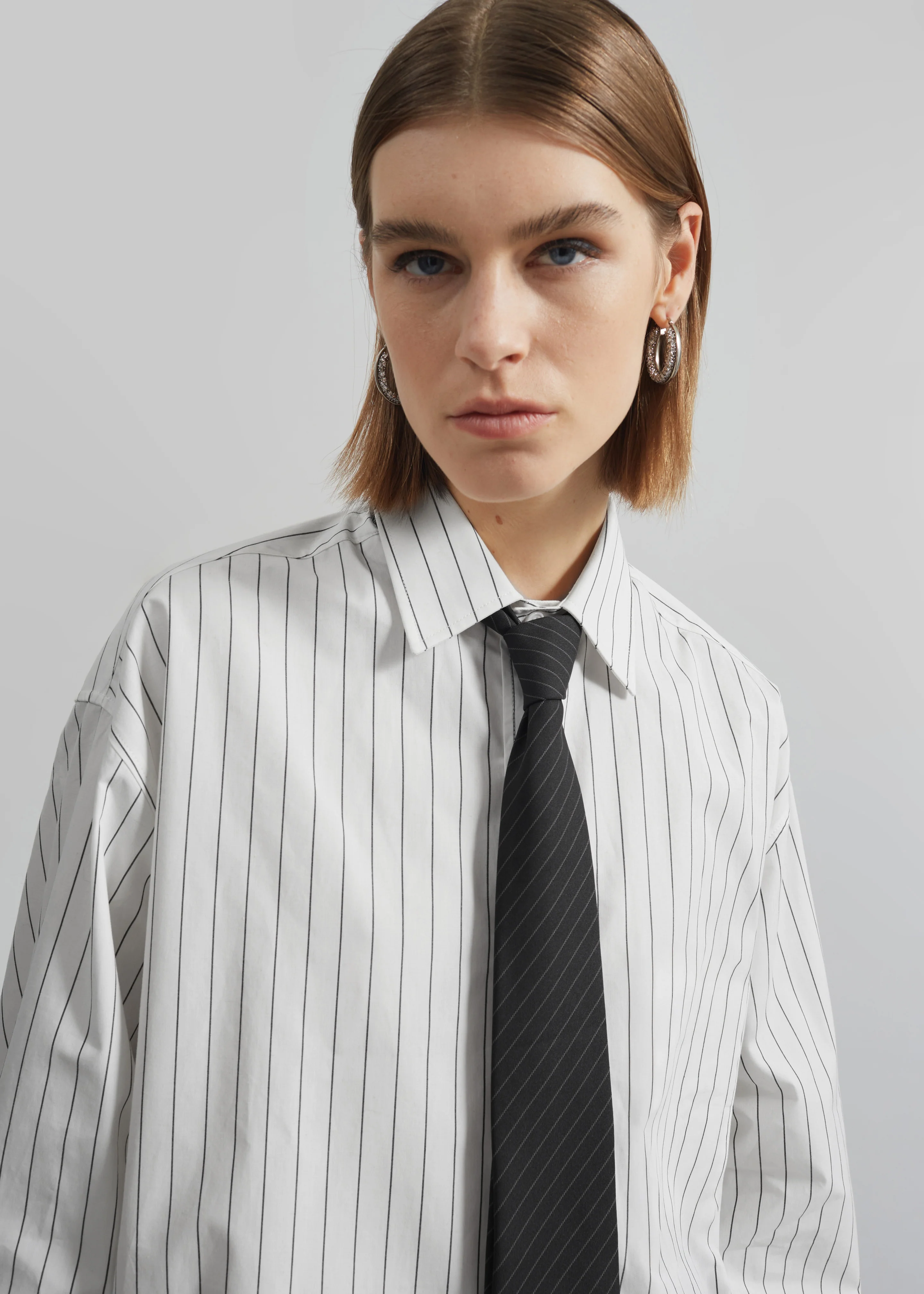 Anvers Striped Cotton Button Up Shirt - White/Black Stripe - Image 5