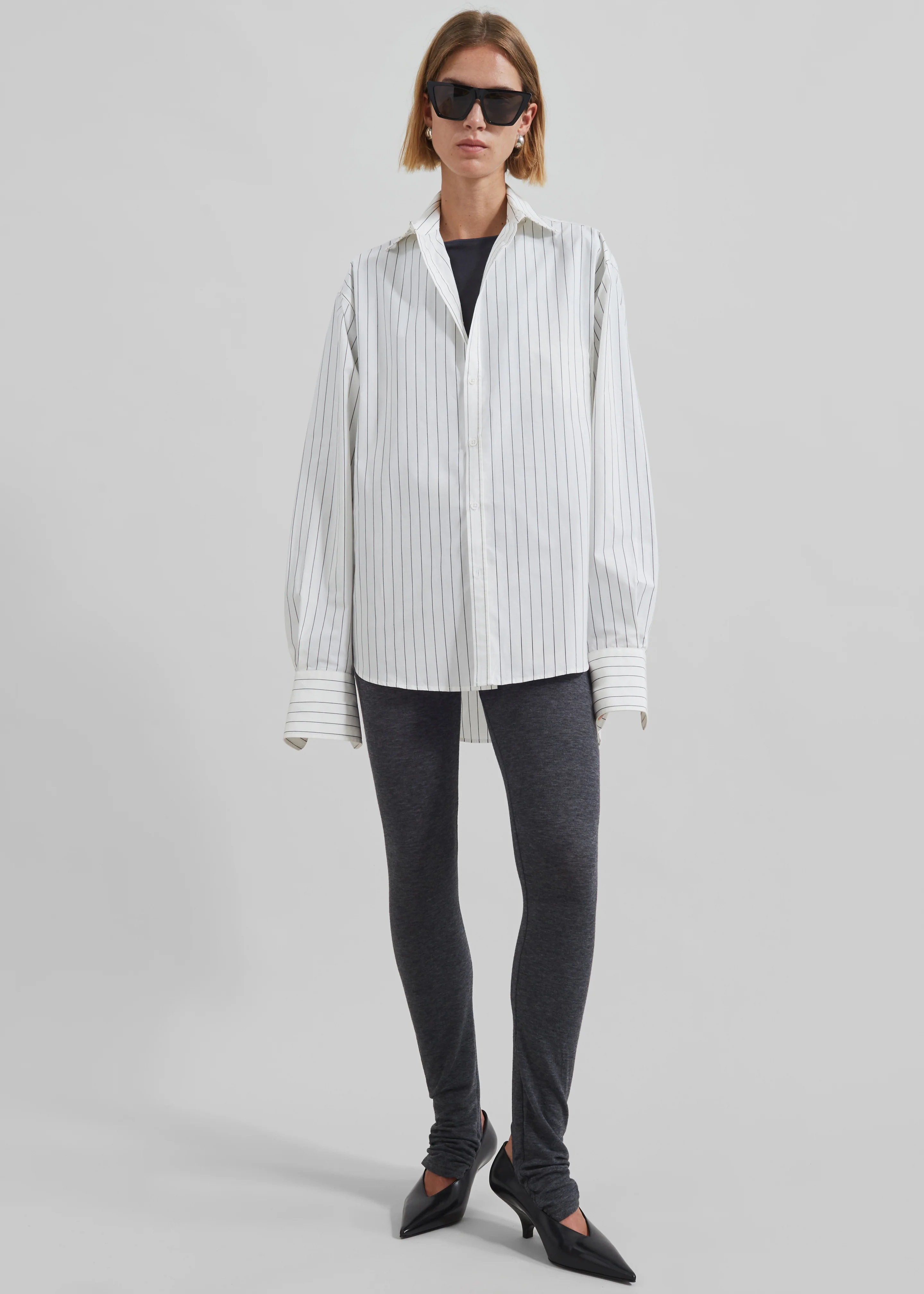 Anvers Striped Cotton Button Up Shirt - White/Black Stripe - Image 8